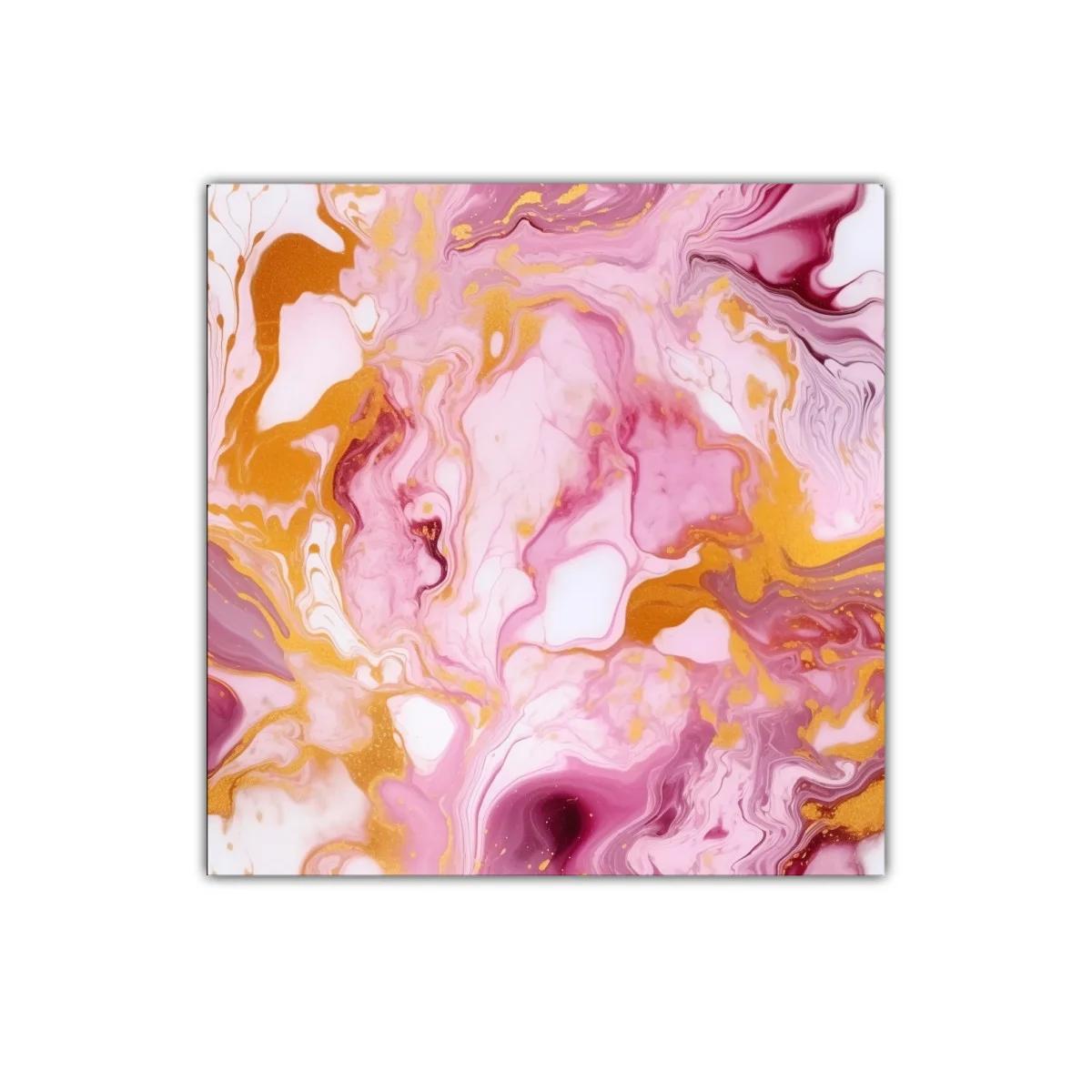 Cuadro decorativo con vibrantes tonos rosas y dorados — imagen principal