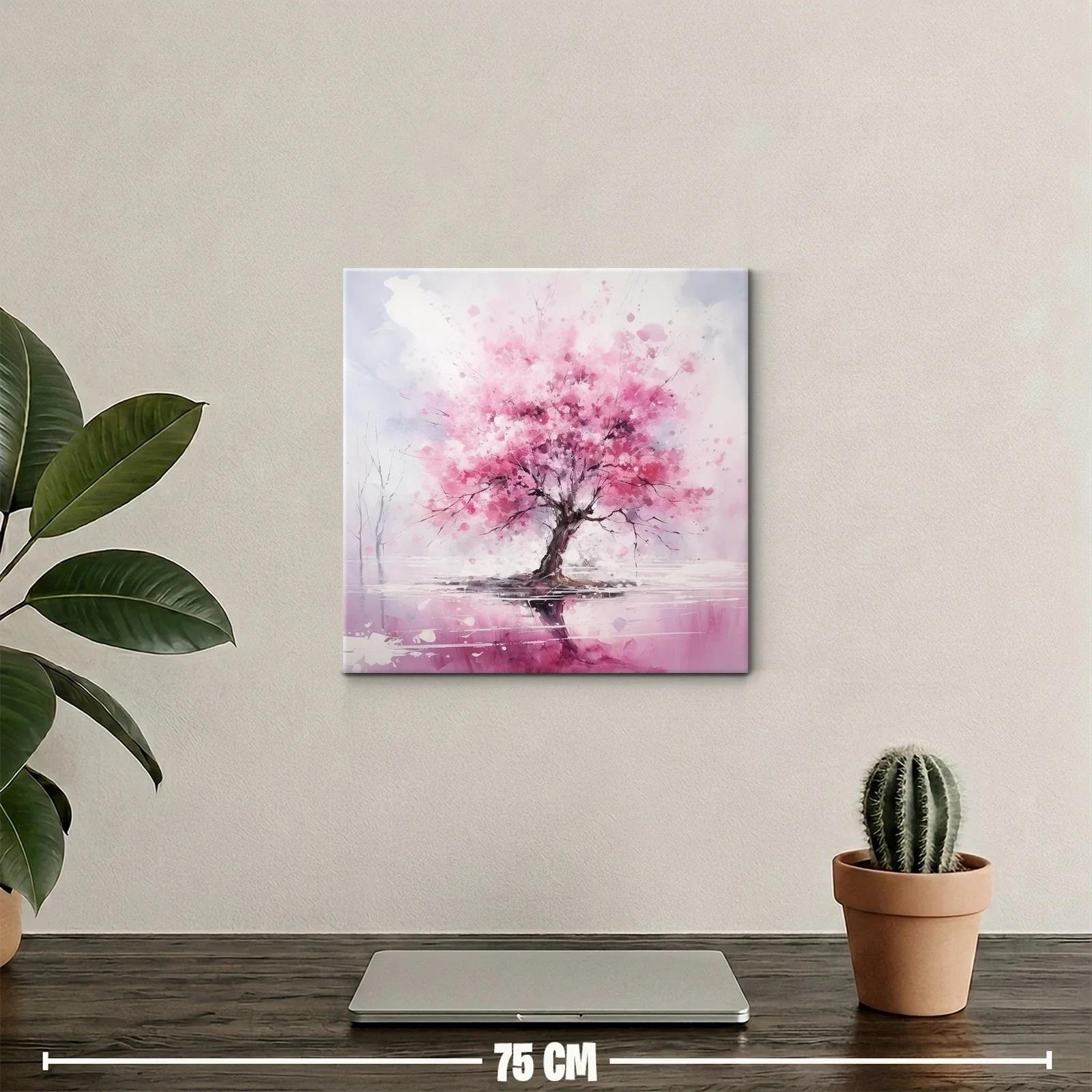 Árbol con vibrante floración en tonos rosas y reflejo — miniatura 2