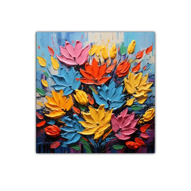 Cuadro vibrante con bouquet de flores coloridas