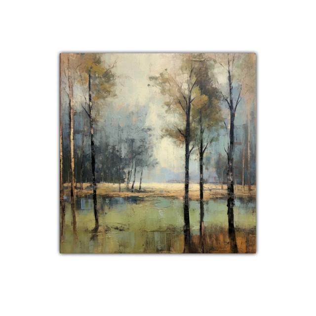 Paisaje sereno con árboles reflejados en el agua