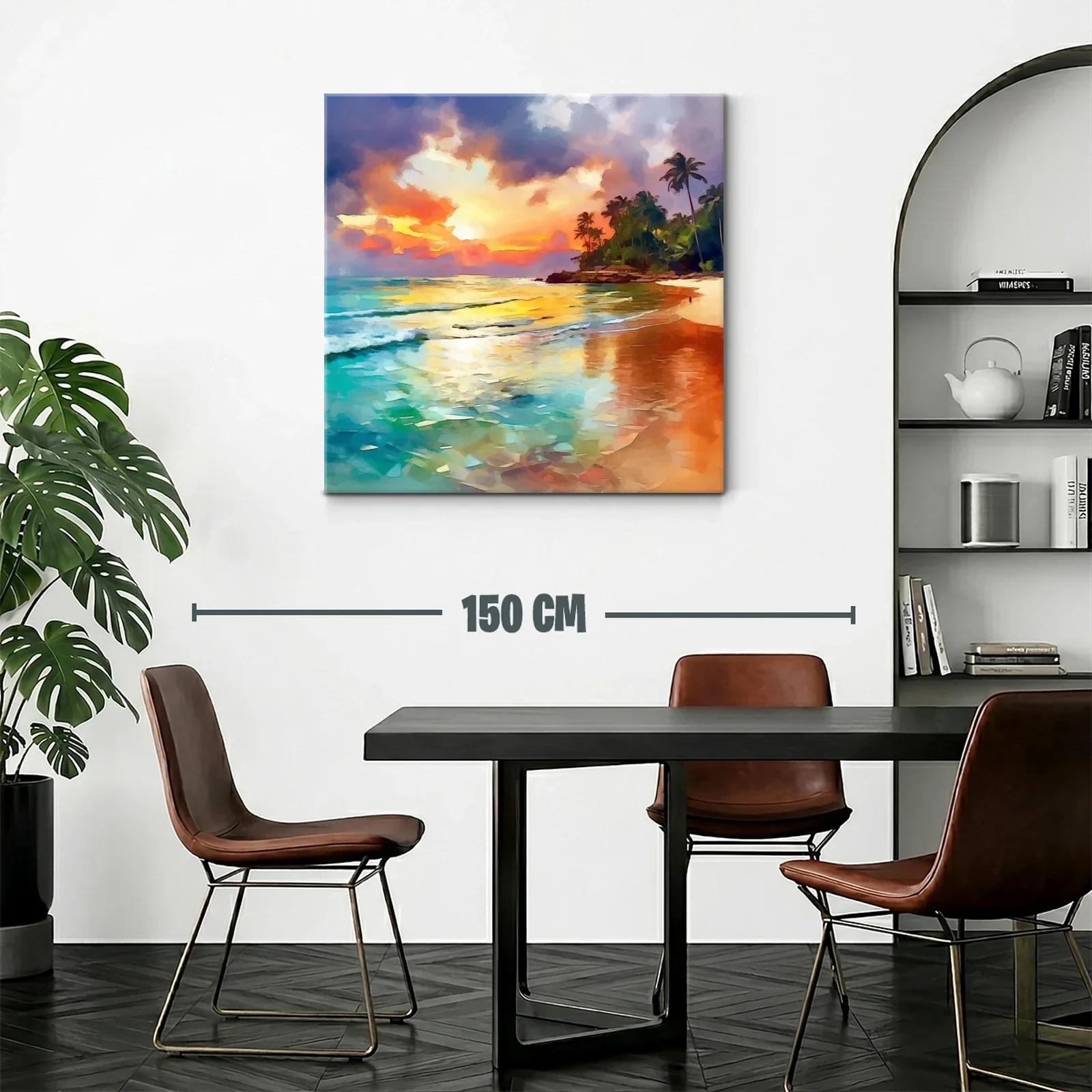 Atardecer tropical con palmeras y mar tranquilo — miniatura 2