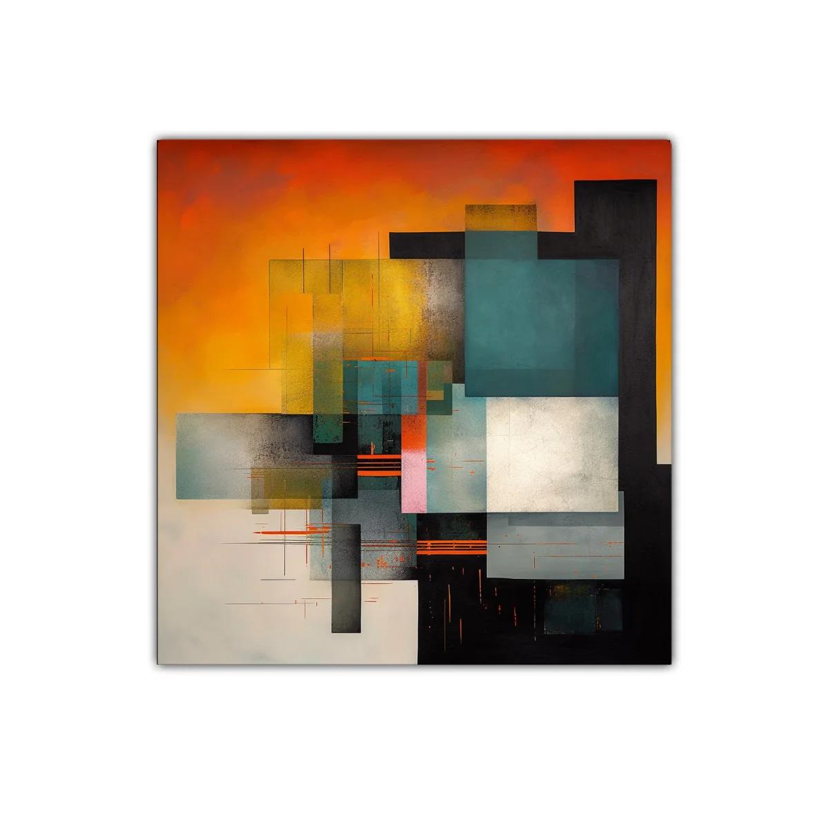 Composición abstracta con tonos cálidos y formas geométricas