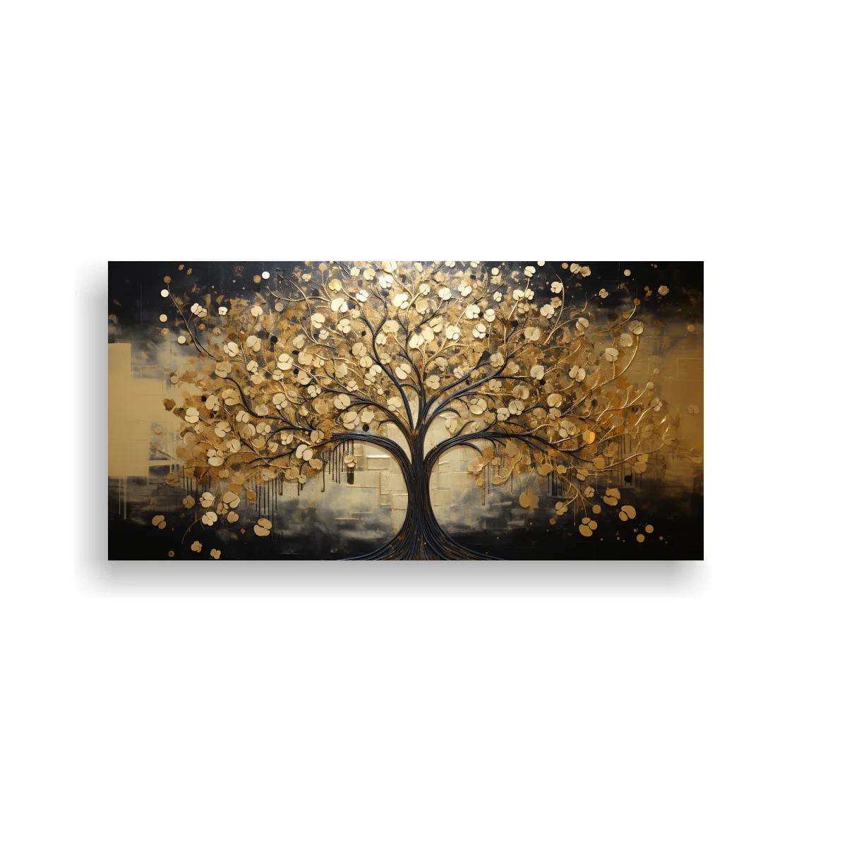Cuadro Árbol de la Vida dorado con copa amplia