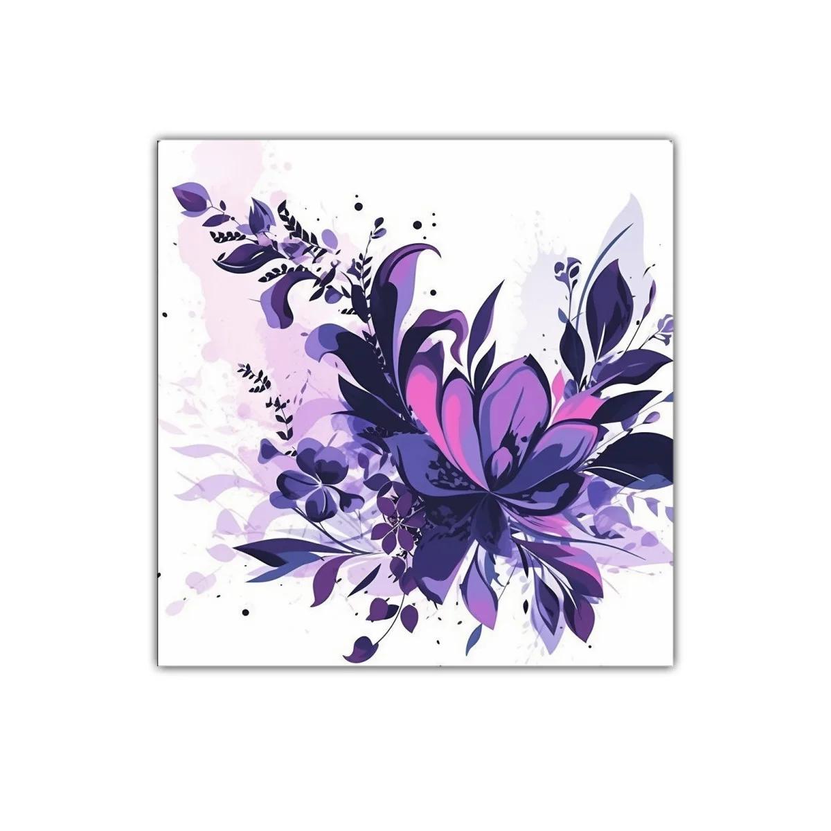 Cuadro floral en tonos morados y lilas vibrantes