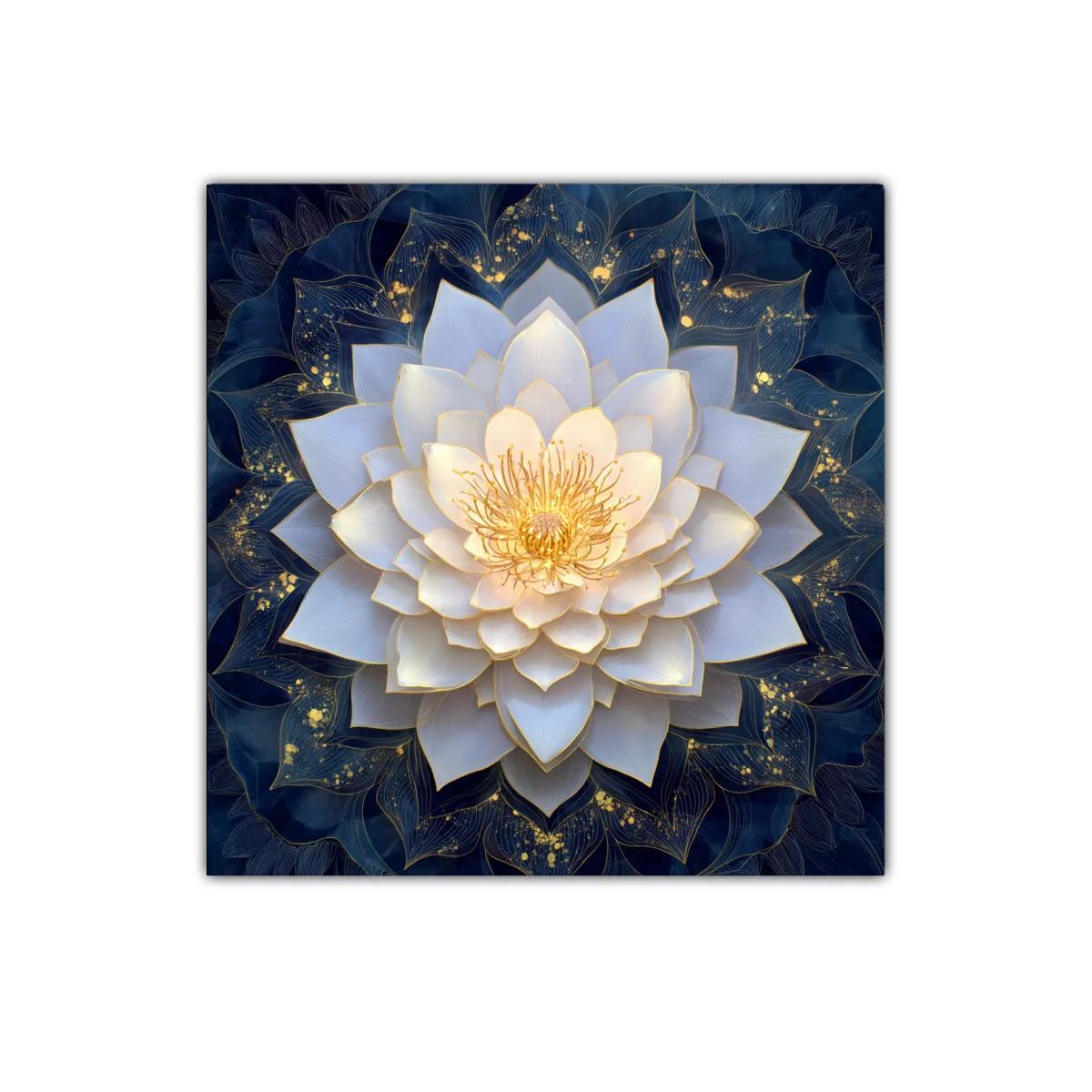 Mandala floral en tonalidades azul y dorado elegante — imagen principal