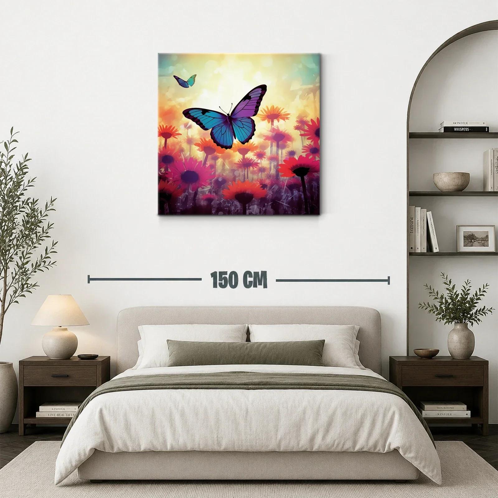 Mariposas vibrantes sobre campo de flores luminosas — miniatura 3