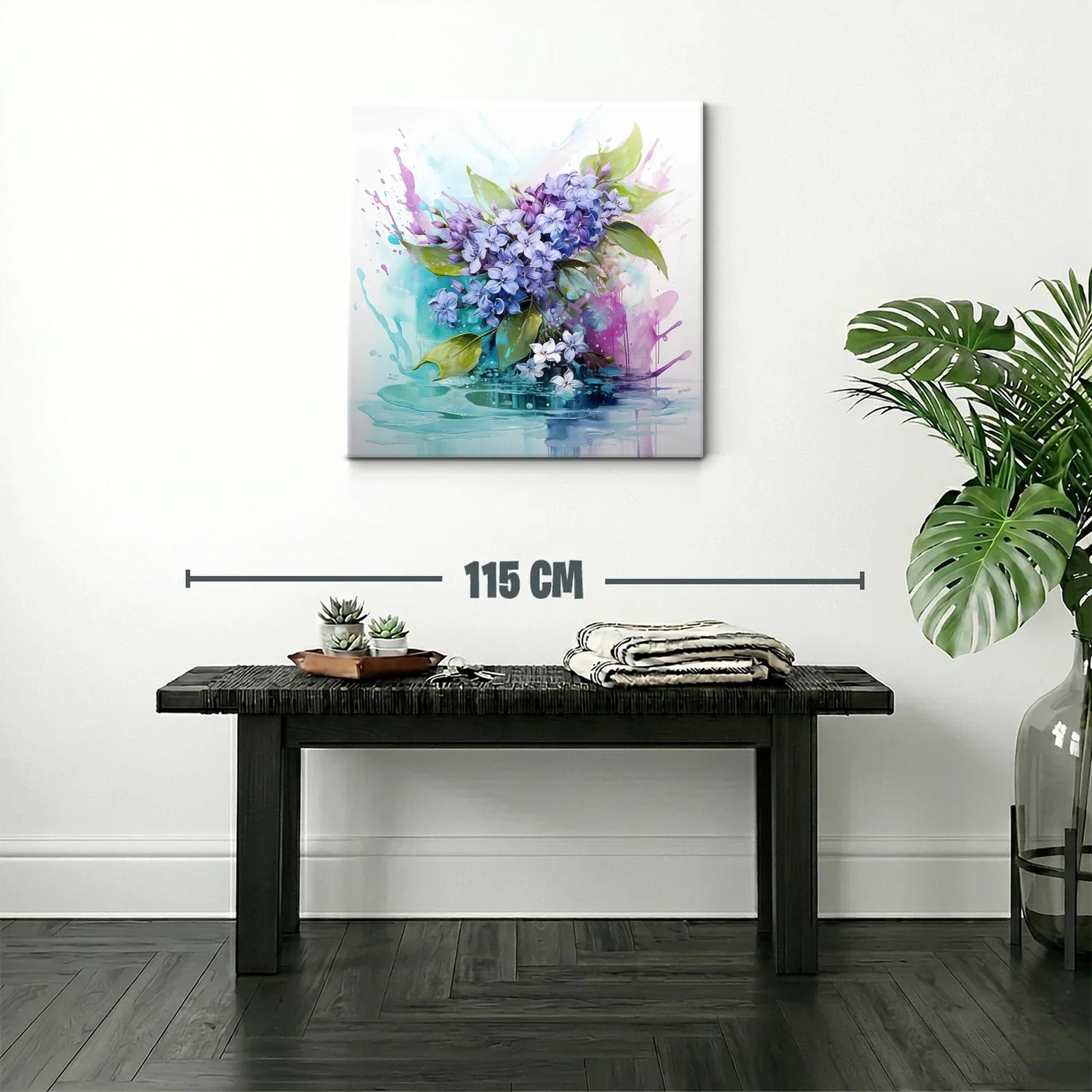 Cuadro floral con lilas y tonos acuarelados suaves — miniatura 2