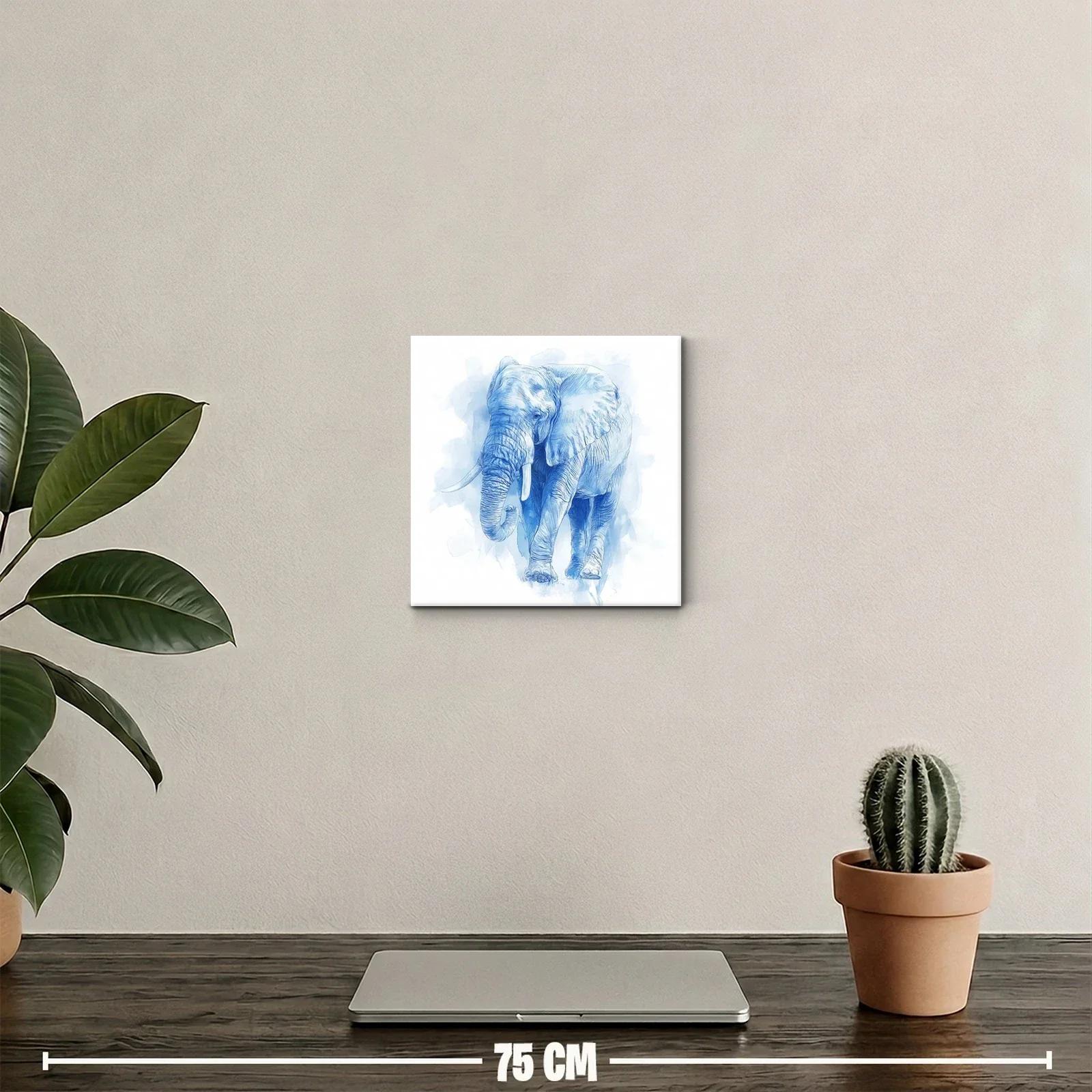 Elefante en tonos azules con estilo detallado y suave — miniatura 2