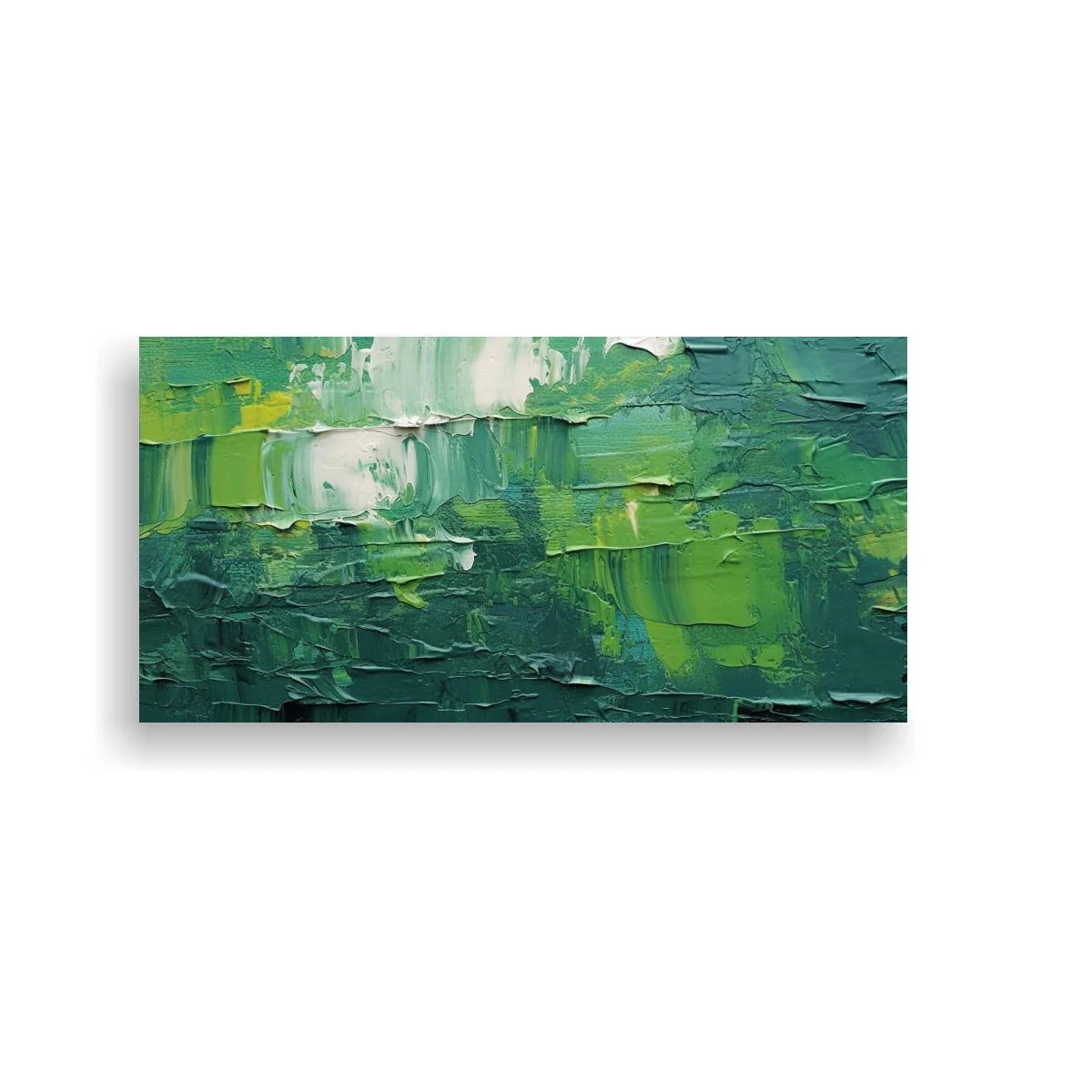 Cuadro abstracción en verde y turquesa con textura empastada