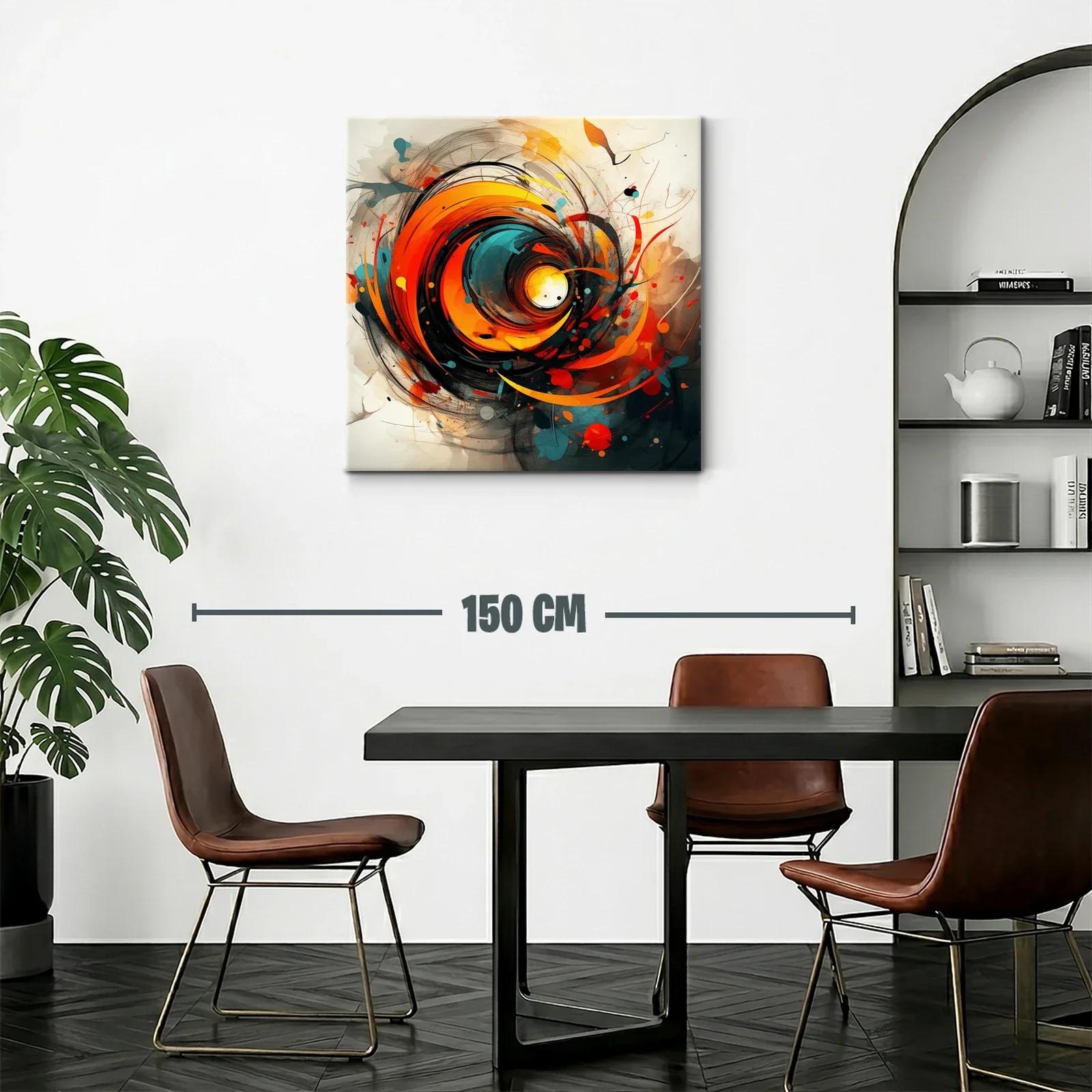 Cuadro abstracto con remolino de tonos cálidos y contrastes vibrantes — miniatura 2