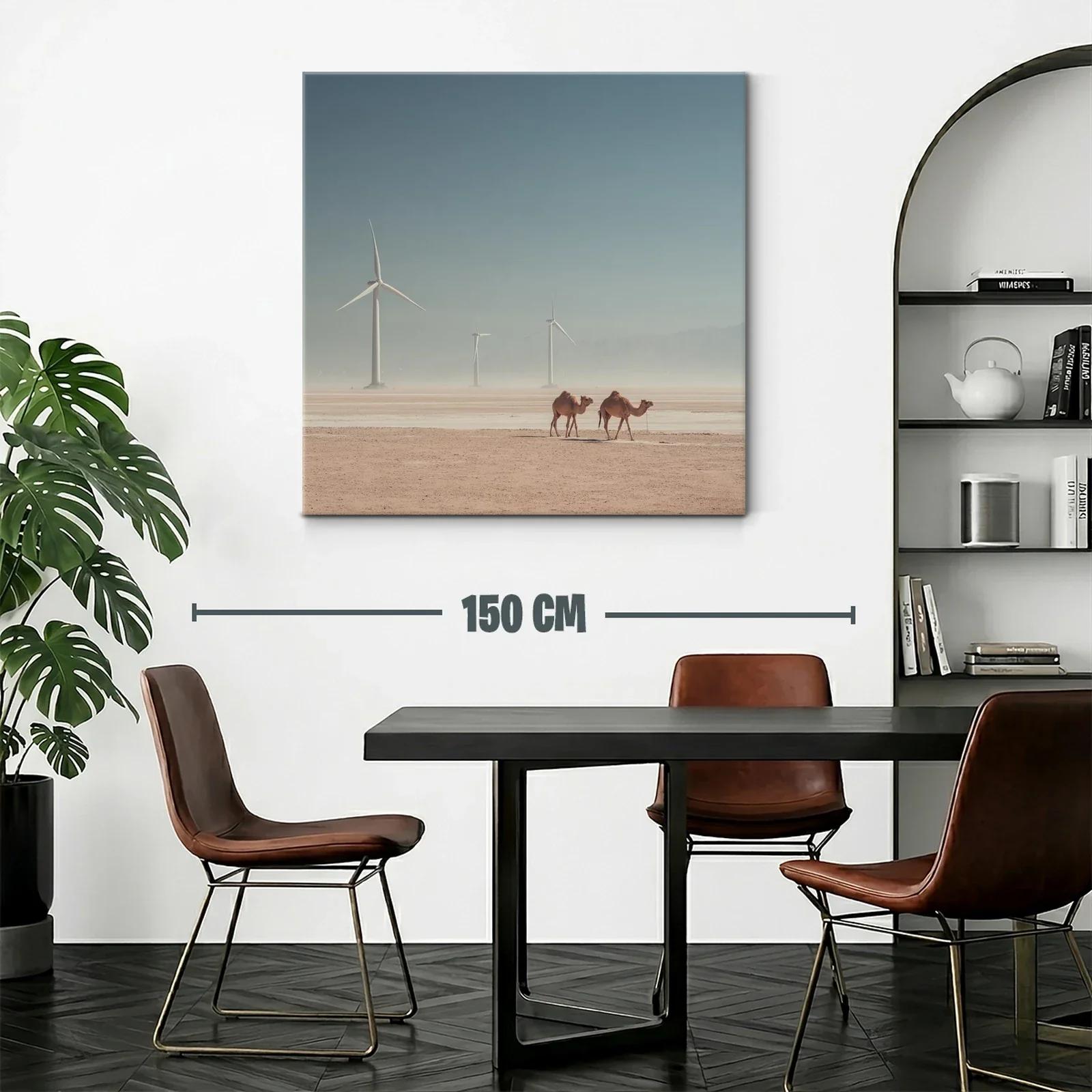 Paisaje Desértico con Camellos y Molinos de Viento — miniatura 2