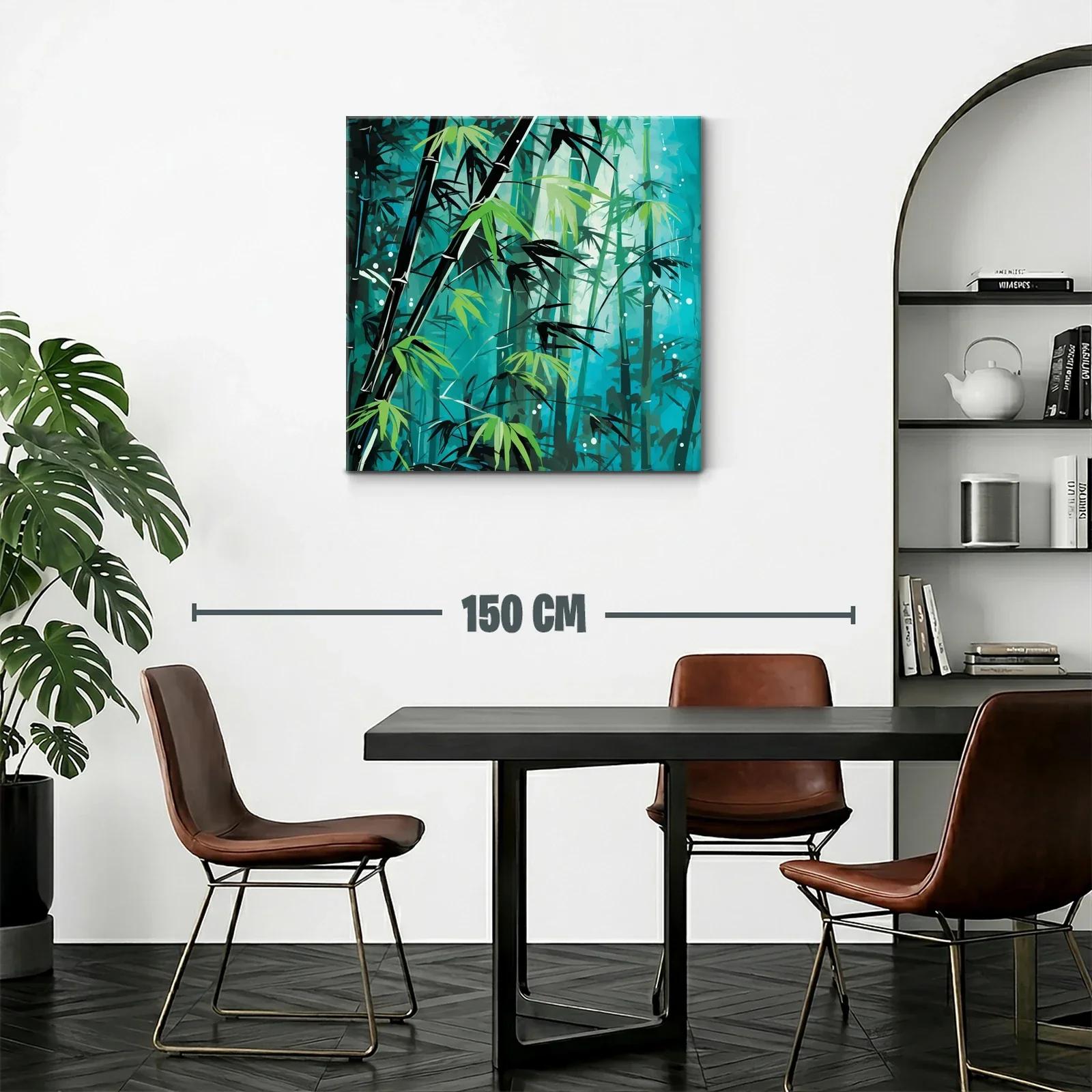 Bosque de bambú en tonos verdes y azules intensos — miniatura 2