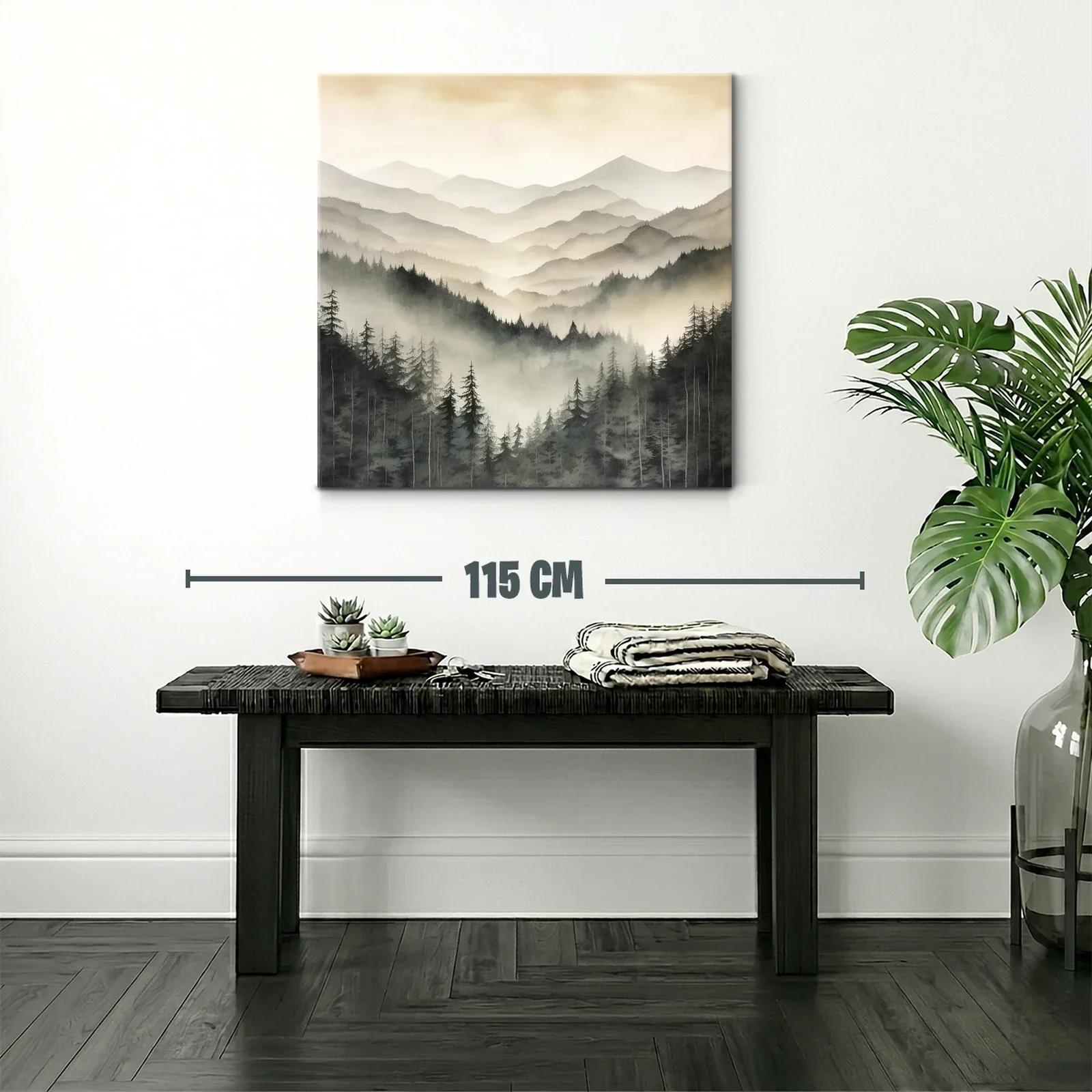 Paisaje de Montañas y Bosques con Niebla Suave y Tranquila — miniatura 2