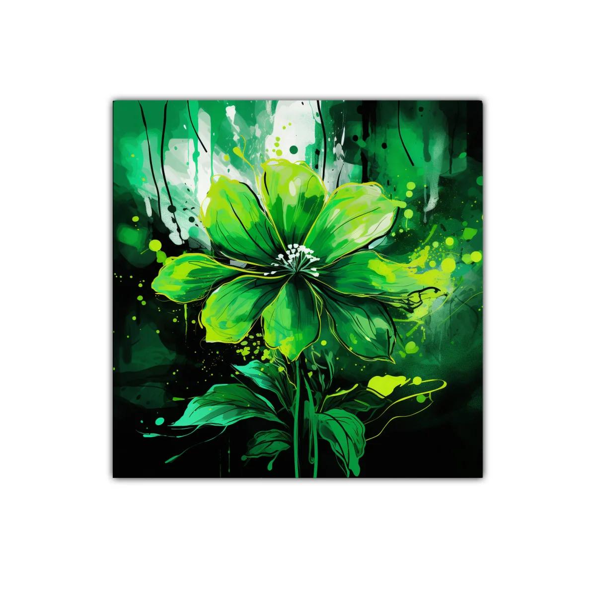 Flor verde vibrante con trazos expresionistas — imagen principal