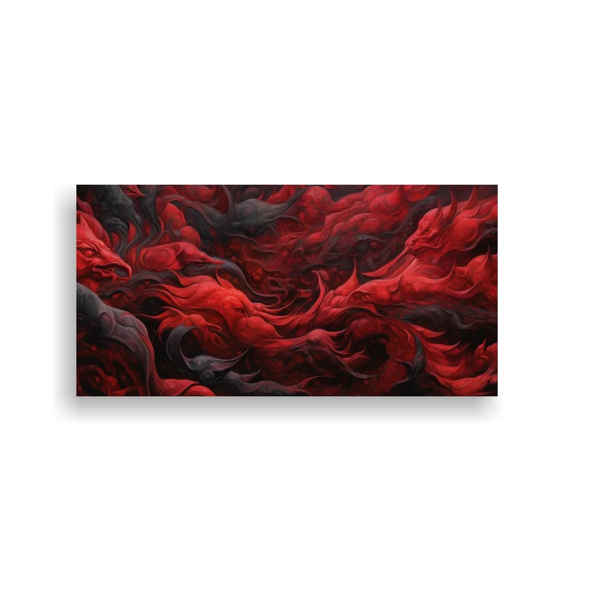 Cuadro remolino de humo rojo en panorámica horizontal