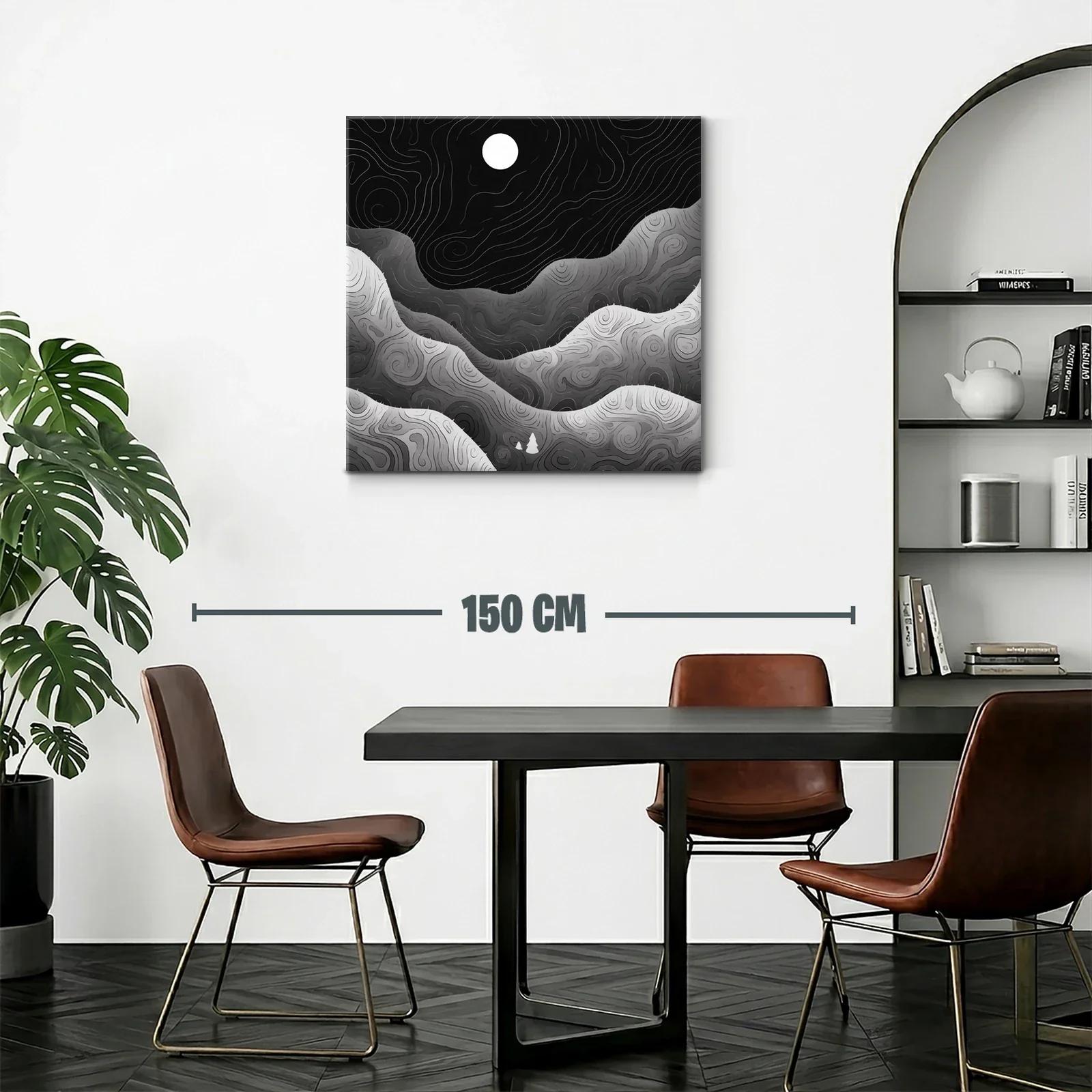 Paisaje nocturno abstracto en tonos grises y negros — miniatura 2