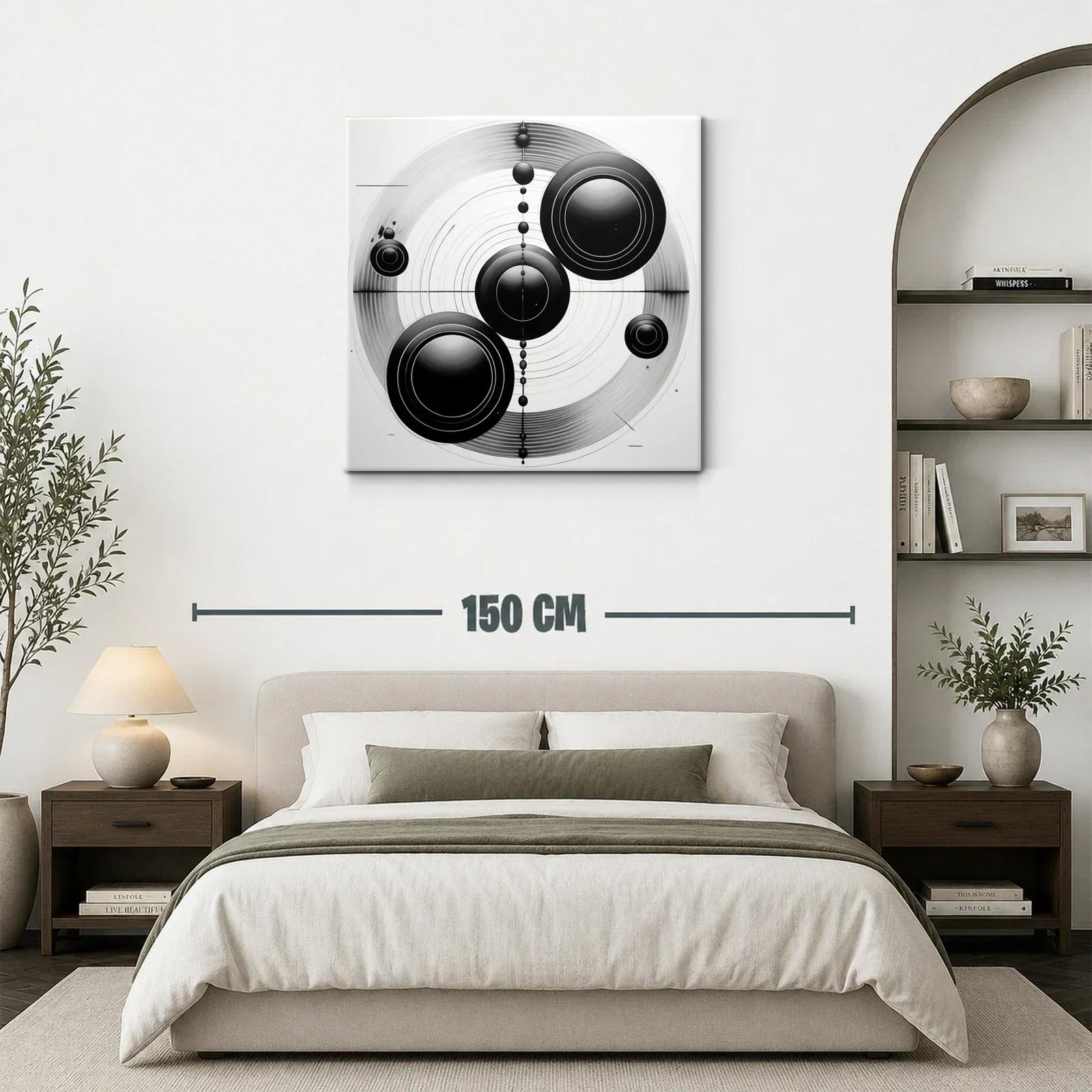 Cuadro monocromático con diseño geométrico circular moderno — miniatura 3