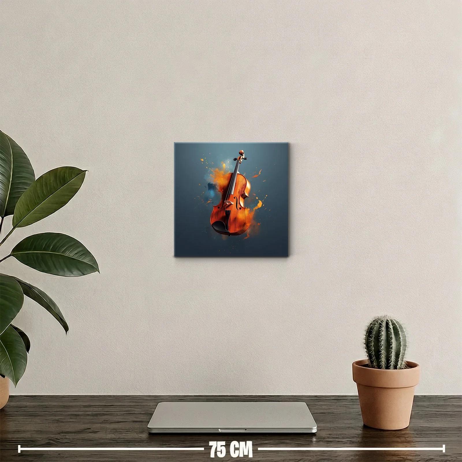 Violín con efectos de pintura vibrante sobre fondo azul — miniatura 2
