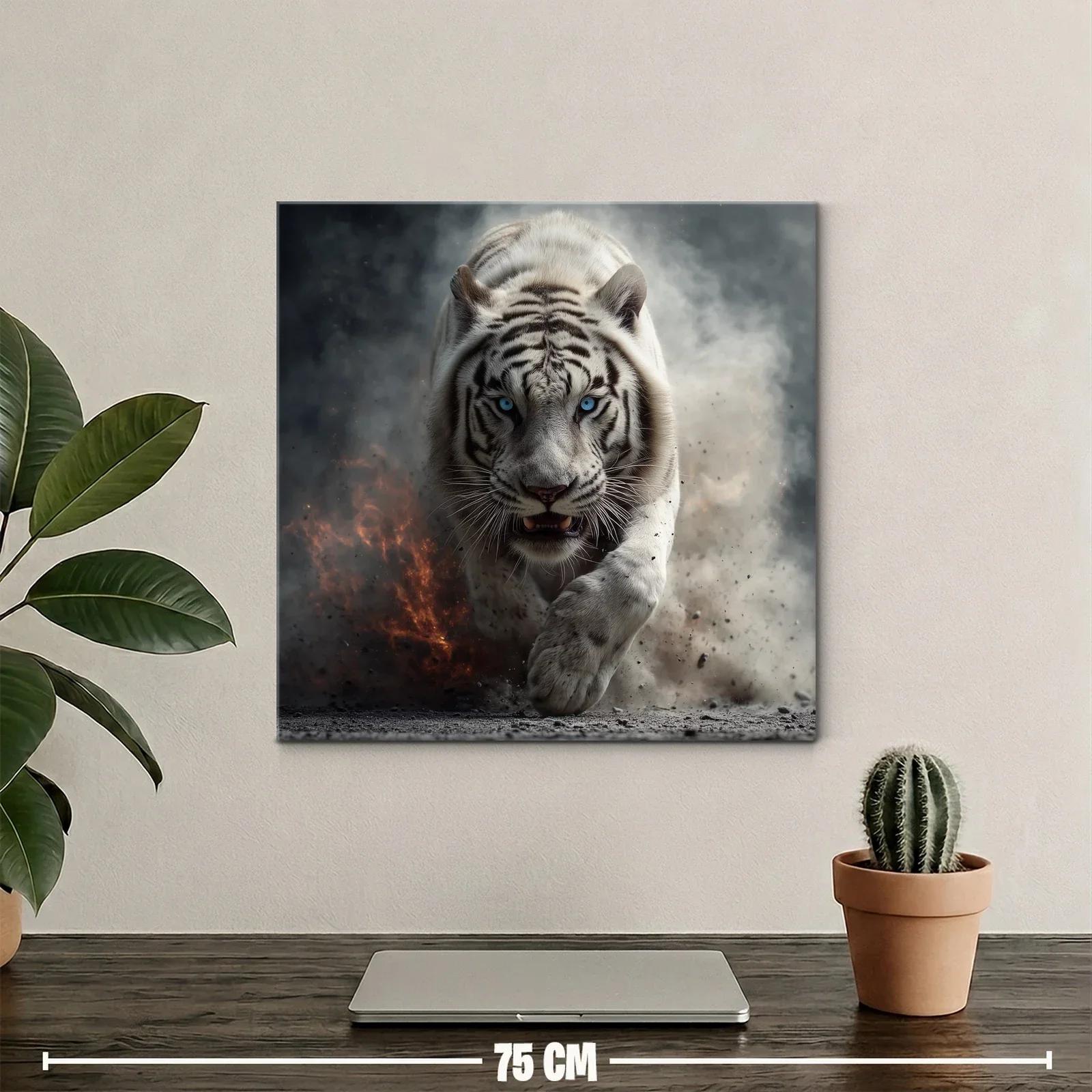 Impresionante tigre blanco en movimiento con mirada penetrante — miniatura 2