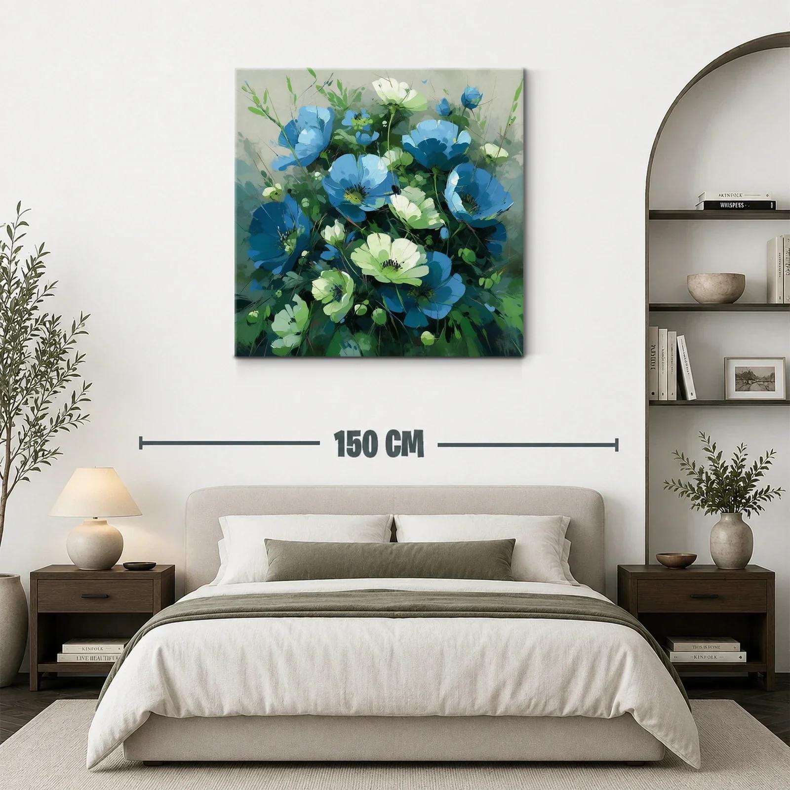 Ramo vibrante de flores azules y verdes en composición natural — miniatura 3