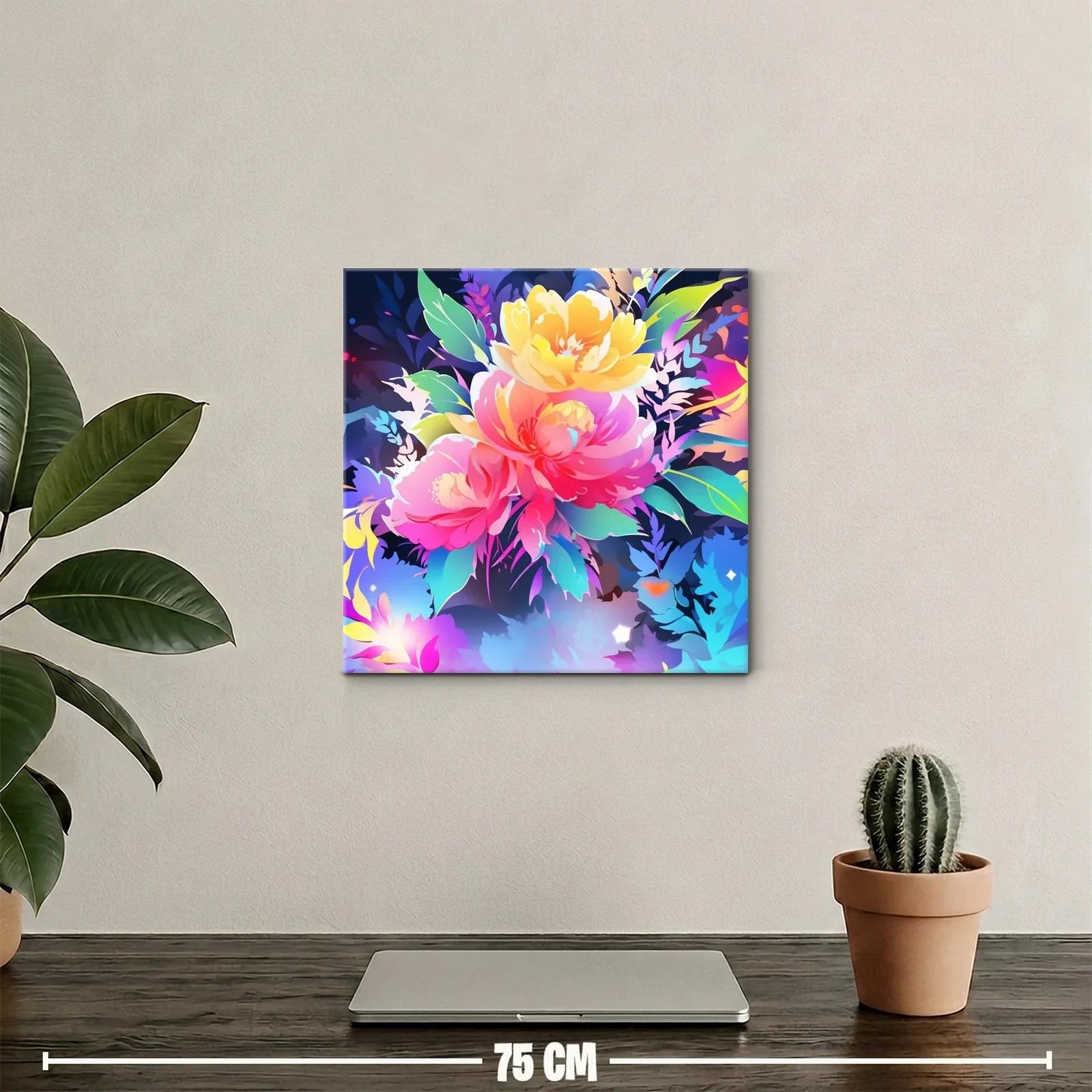 Cuadro vibrante con flores en tonos intensos y contrastantes — miniatura 2