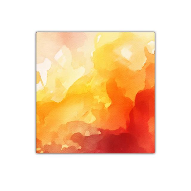 Cuadro abstracto en tonos cálidos con efecto acuarela