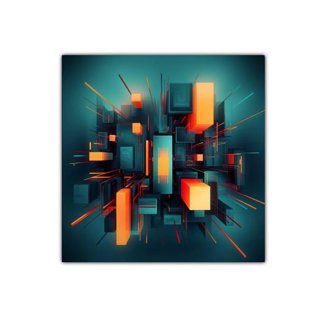 Composición geométrica vibrante en tonos azul y naranja