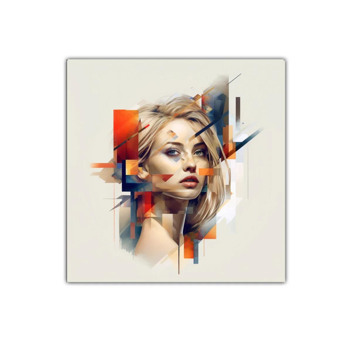 Retrato abstracto femenino con tonos cálidos y fríos — imagen principal