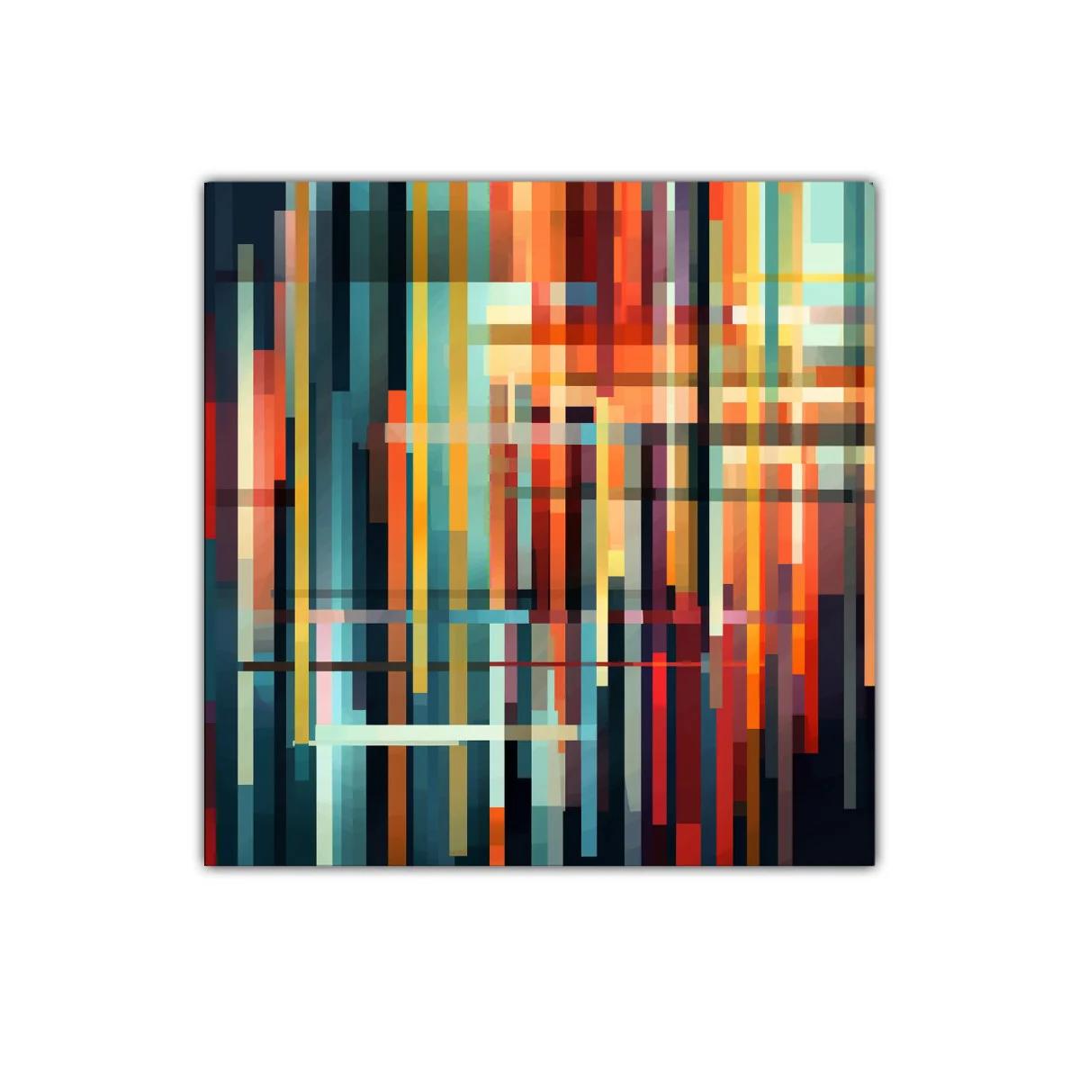 Composición geométrica con tonos cálidos y fríos vibrantes — imagen principal