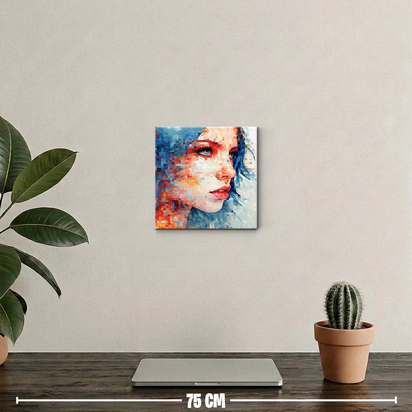Retrato vibrante con rostro femenino en tonos fríos y cálidos — miniatura 2