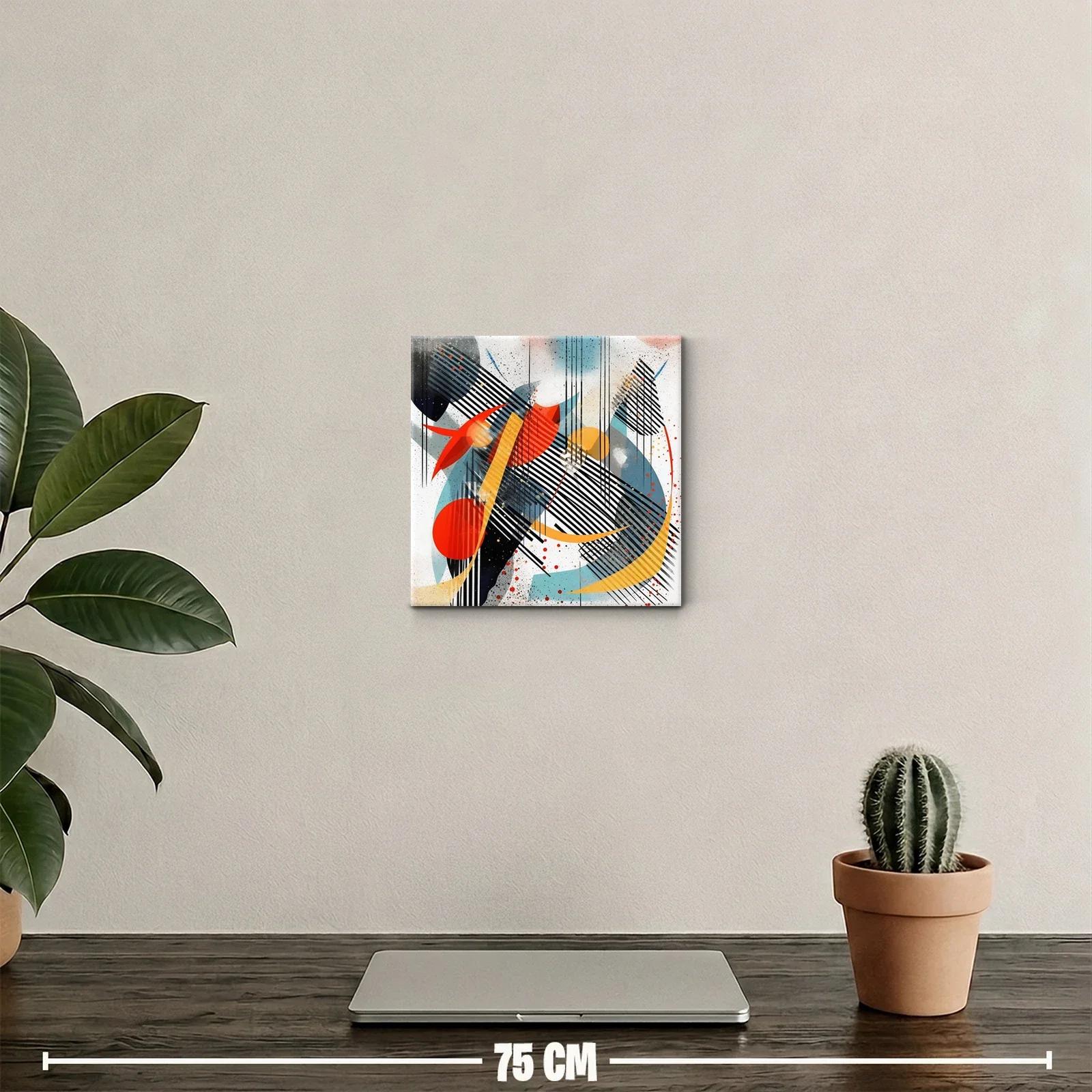 Cuadro decorativo con formas geométricas y líneas dinámicas — miniatura 2