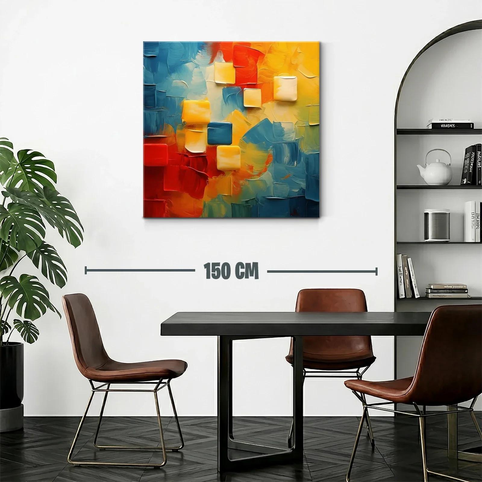 Cuadro abstracto con vibrantes tonos cálidos y fríos — miniatura 2