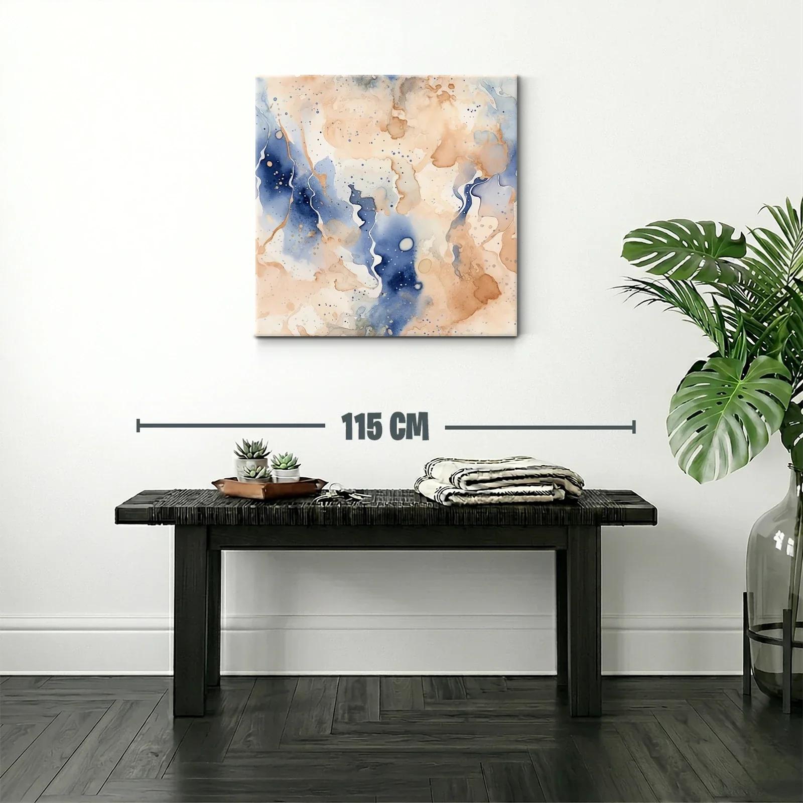 Cuadro abstracto en tonos azules y beige para ambientes modernos — miniatura 2