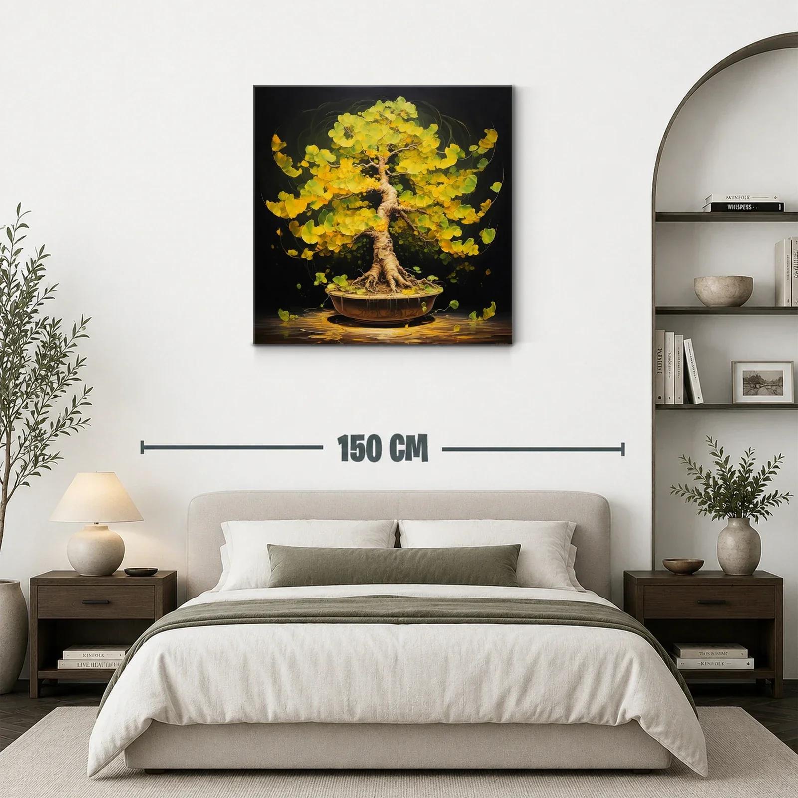 Armonía natural en árbol bonsái de hojas amarillas vibrantes — miniatura 3