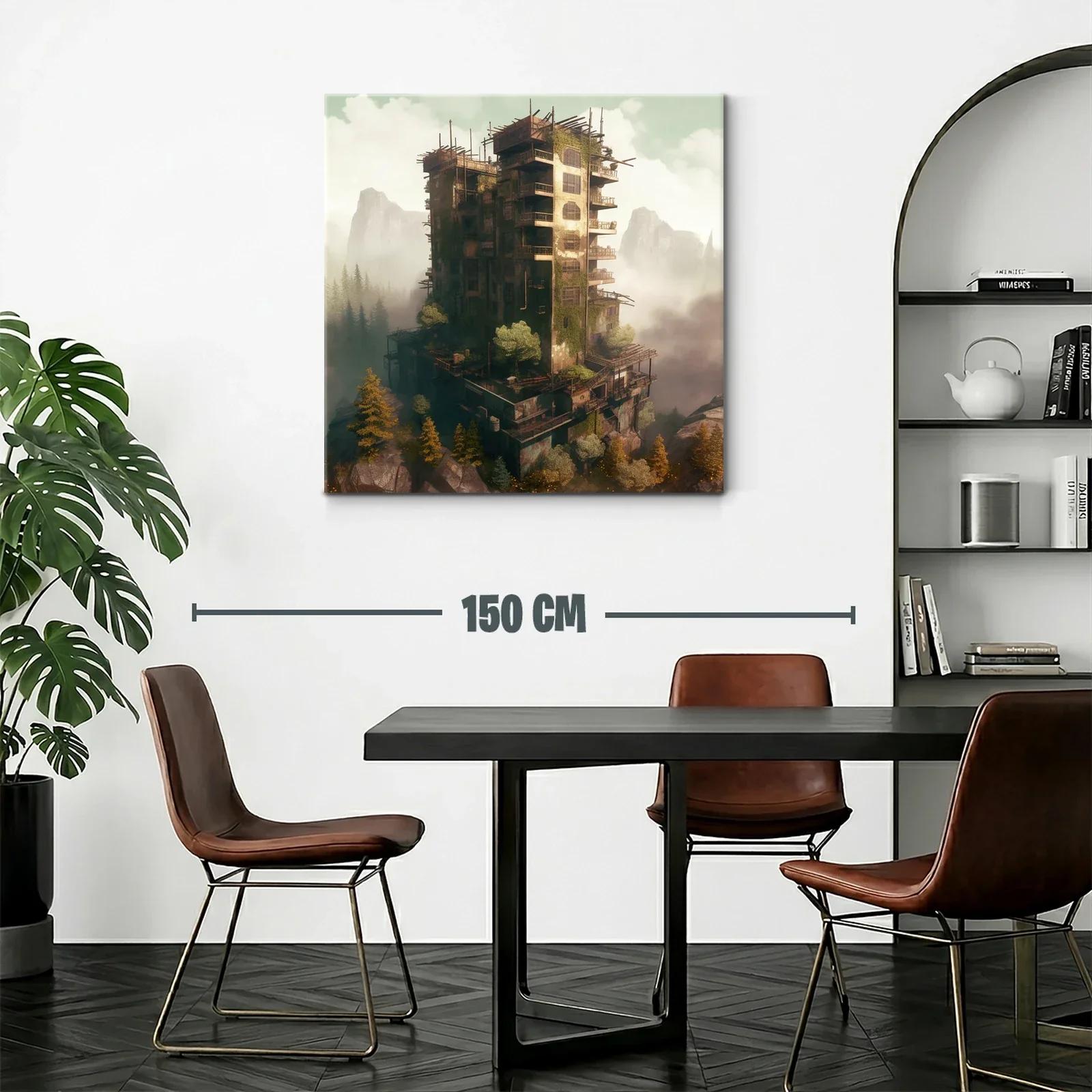 Edificio abandonado entre naturaleza y niebla misteriosa — miniatura 2