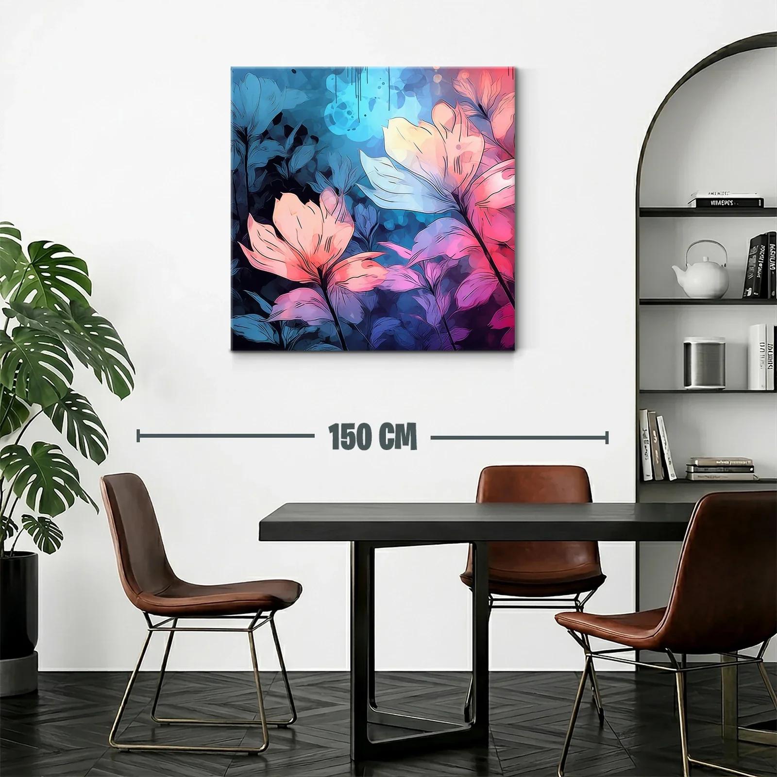 Flores vibrantes en tonos rosa y azul con estilo moderno — miniatura 2