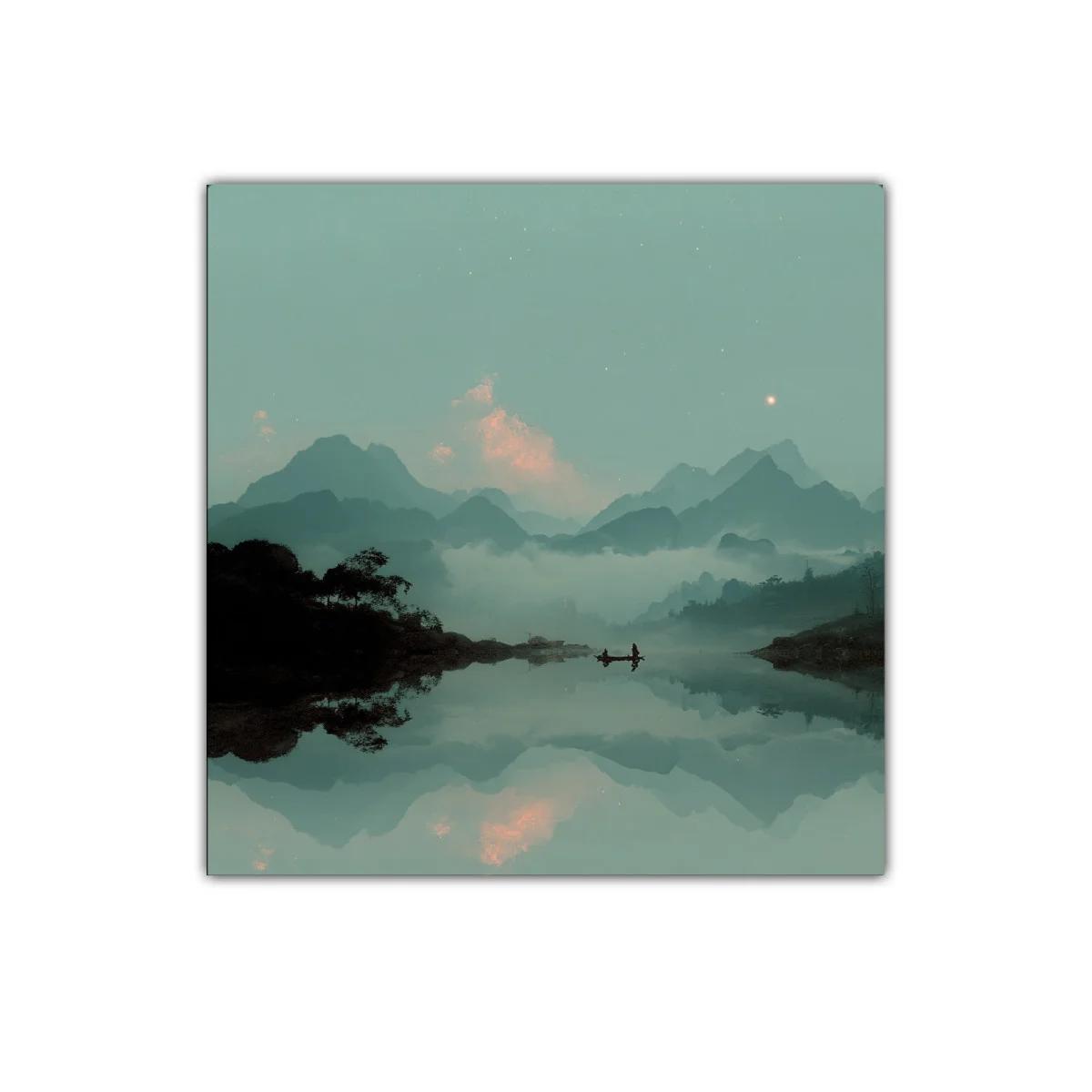 Paisaje de Montañas con Reflejo en Agua Tranquila — imagen principal