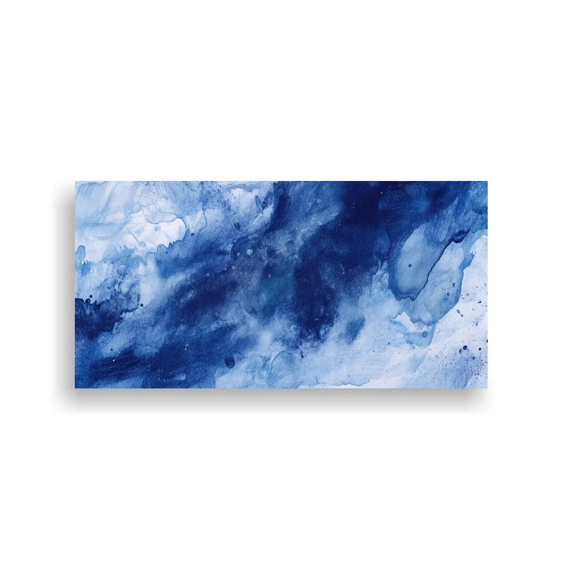 Cuadro mancha abstracta azul con franjas de azul oscuro