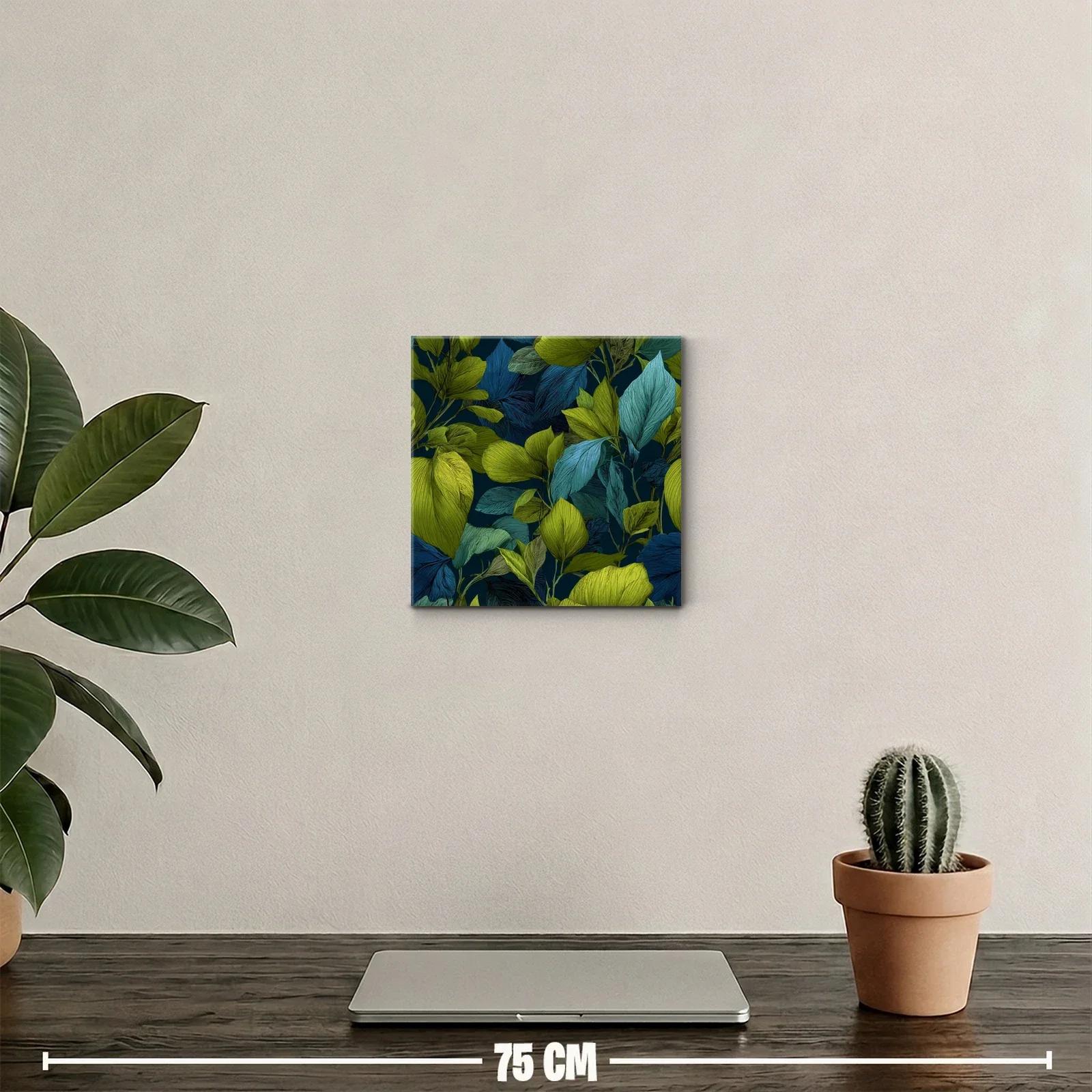 Cuadro decorativo con hojas en tonos verdes y azules — miniatura 2