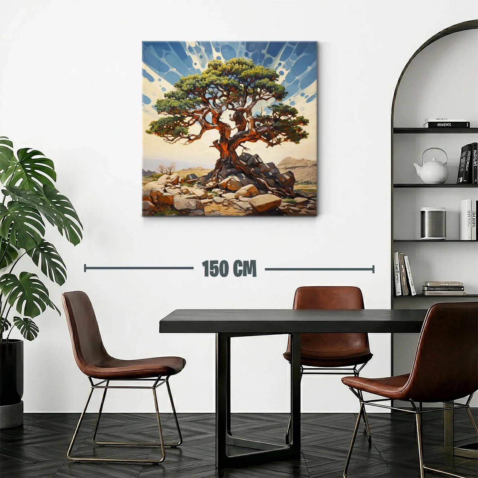Árbol robusto con ramas entrelazadas sobre rocas áridas — miniatura 2