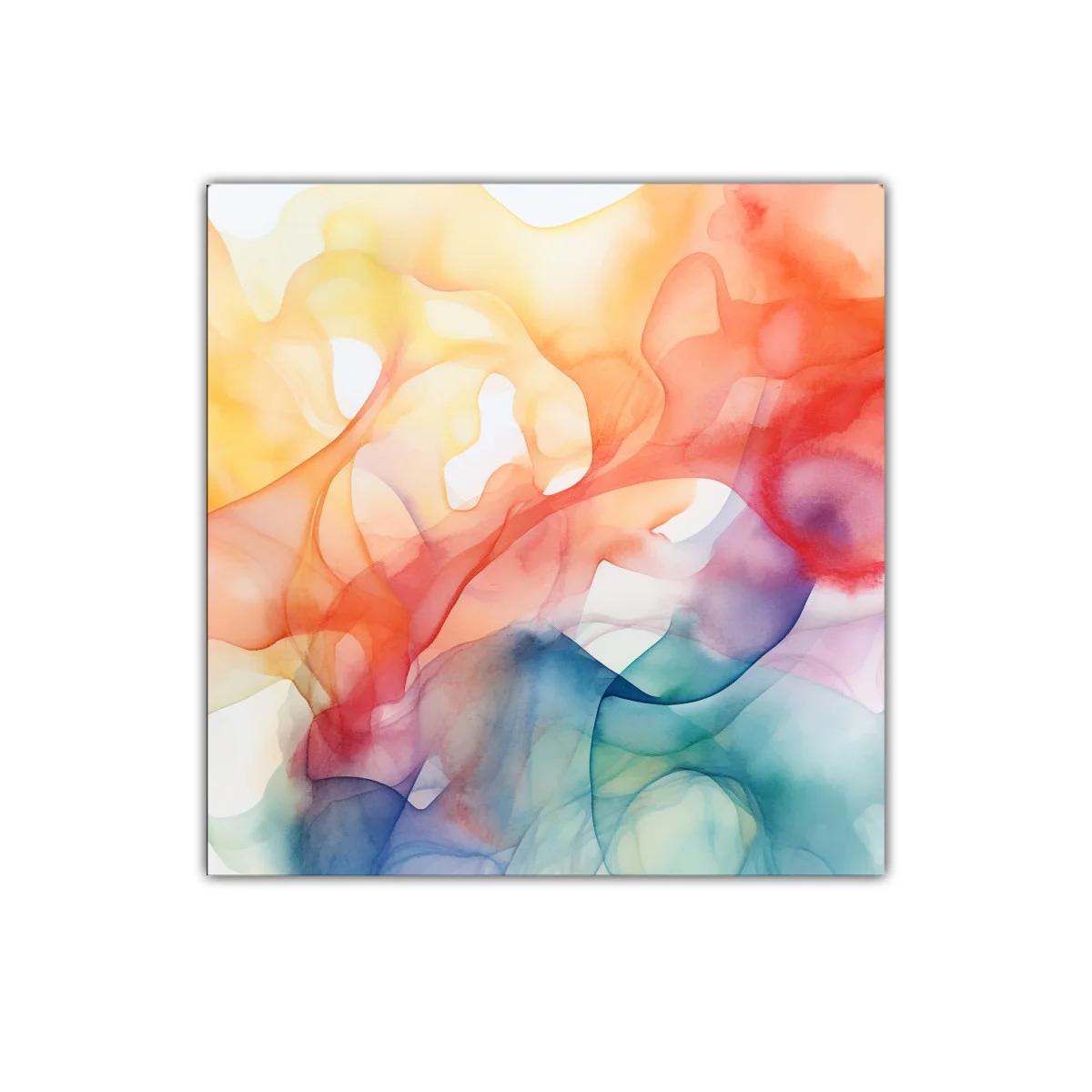 Cuadro abstracto con suaves formas onduladas de colores vibrantes