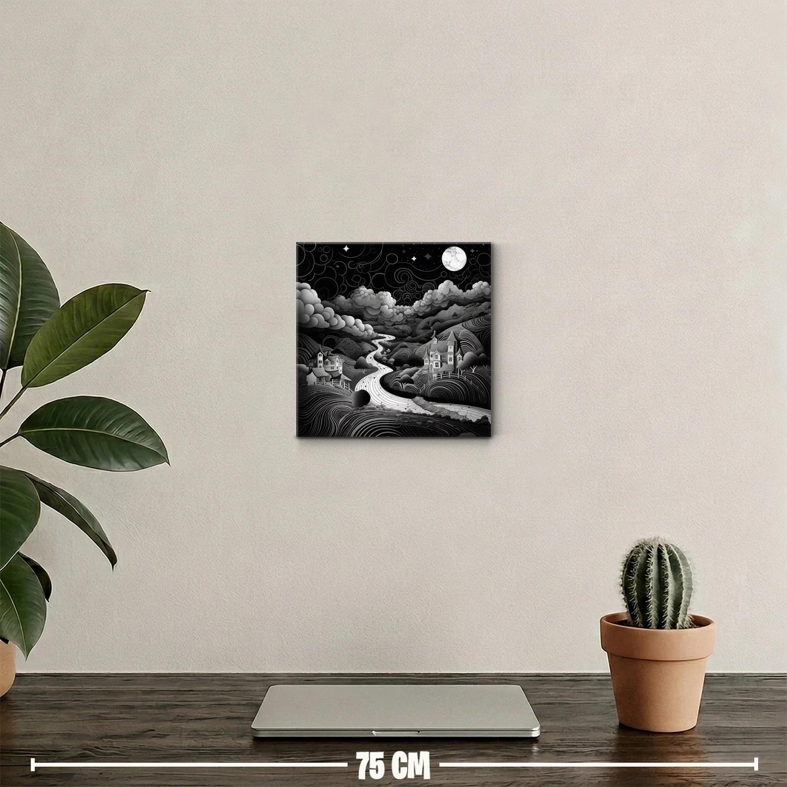Paisaje nocturno onírico con río bajo la luna llena — miniatura 2