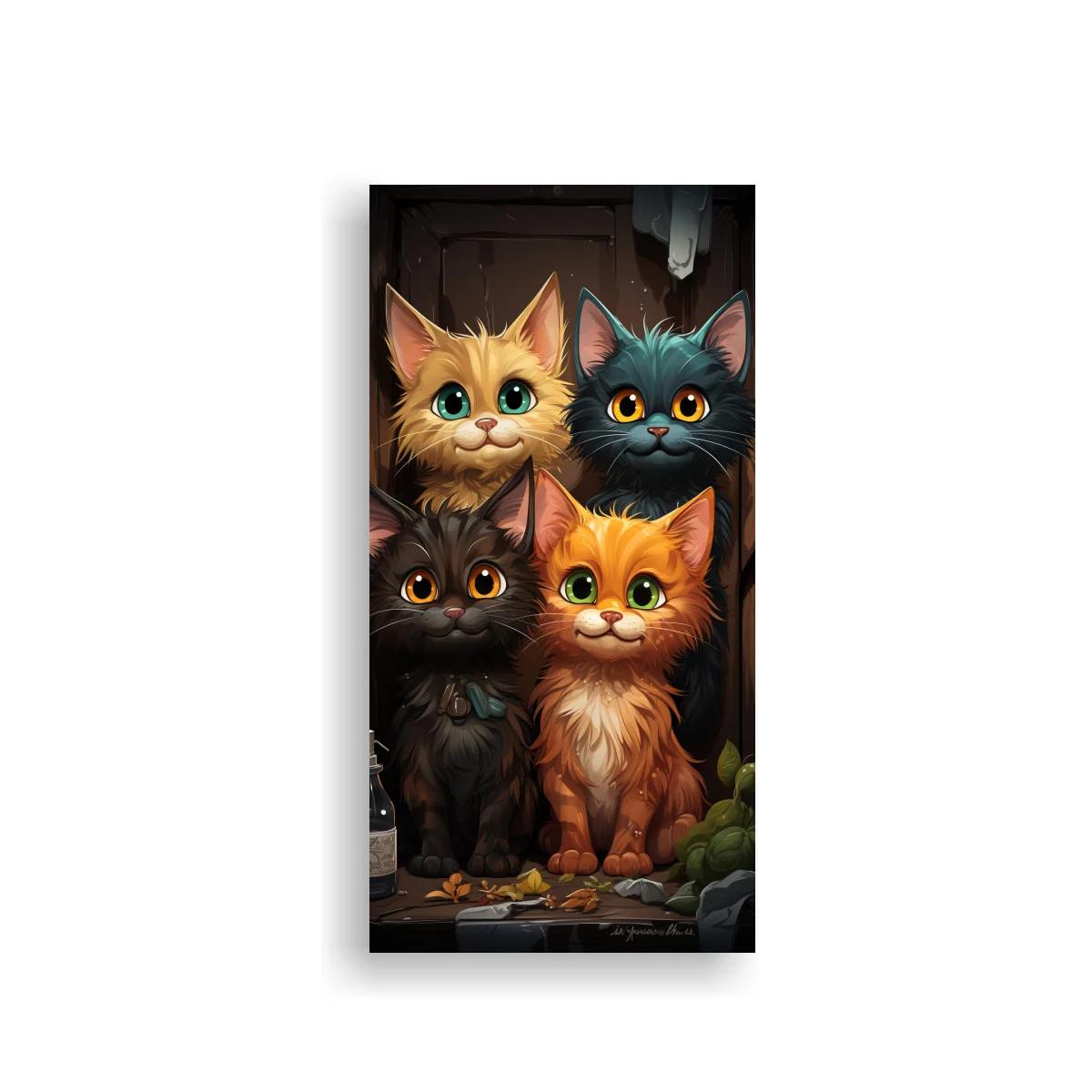 Cuadro cuatro gatitos con botella de vidrio — imagen principal