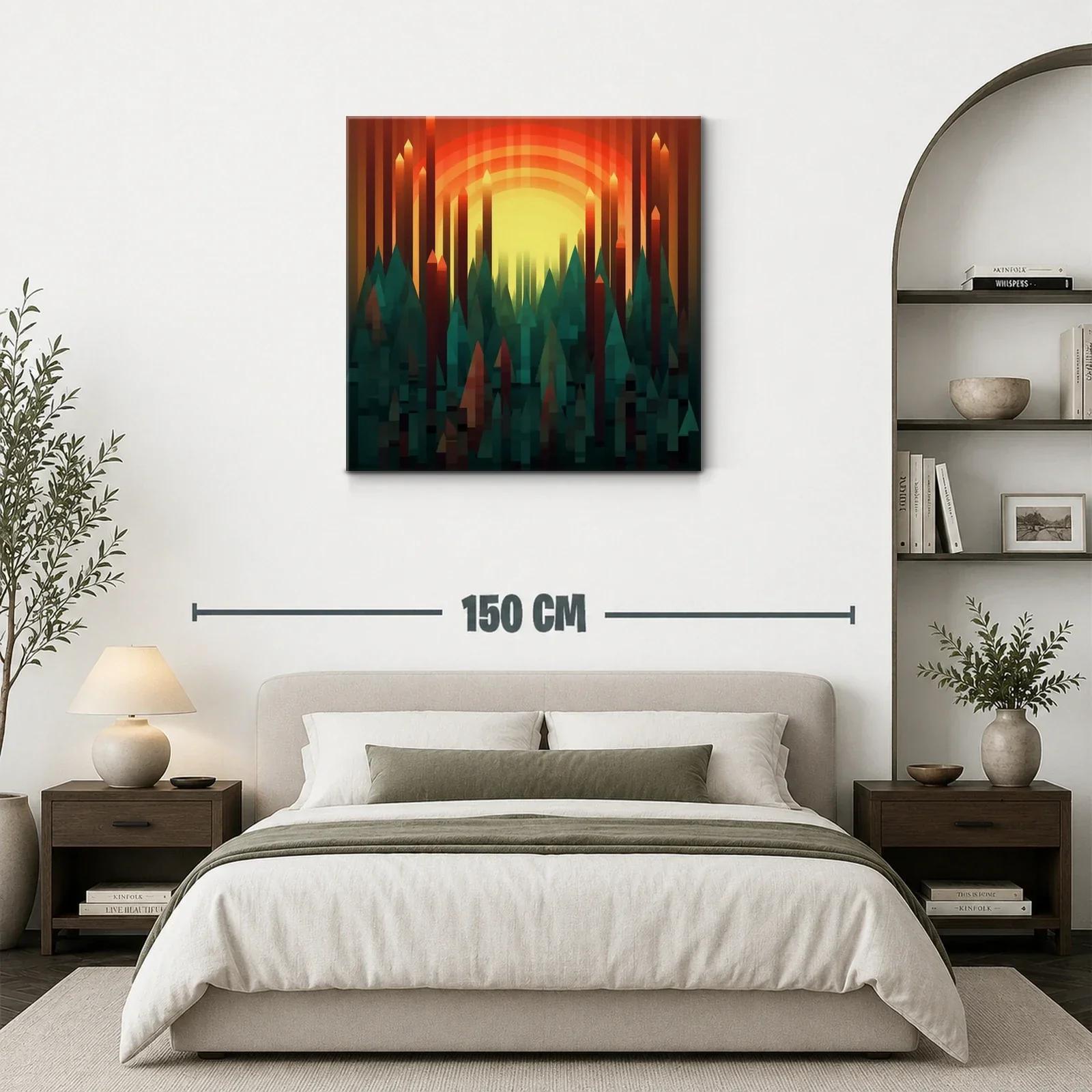 Atardecer abstracto entre picos geométricos vibrantes — miniatura 3