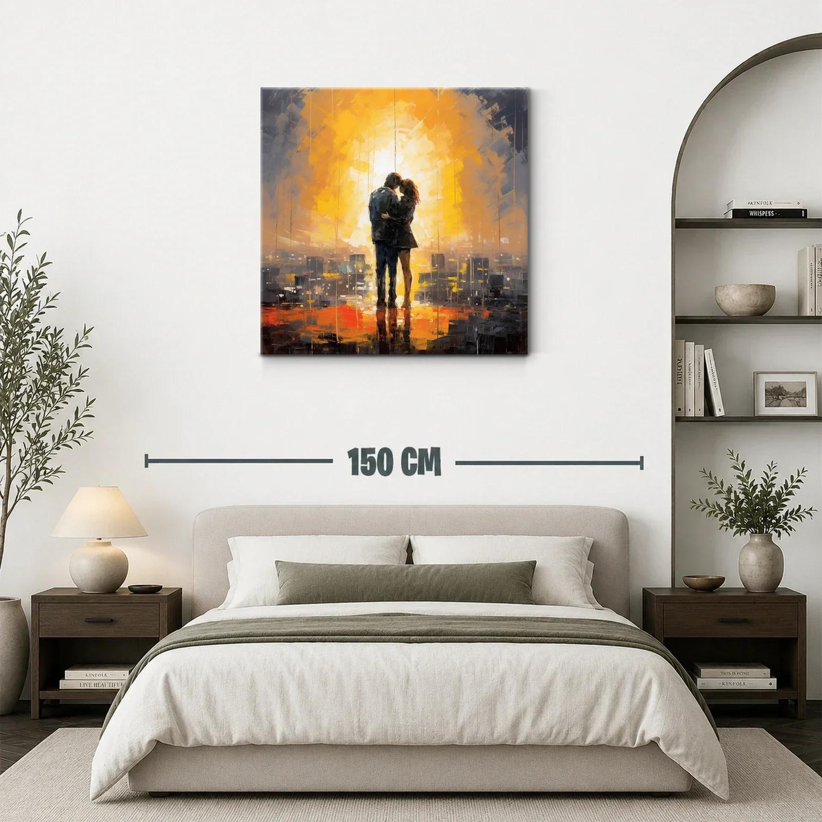 Escena romántica al atardecer con tonos cálidos y urbanos — miniatura 3