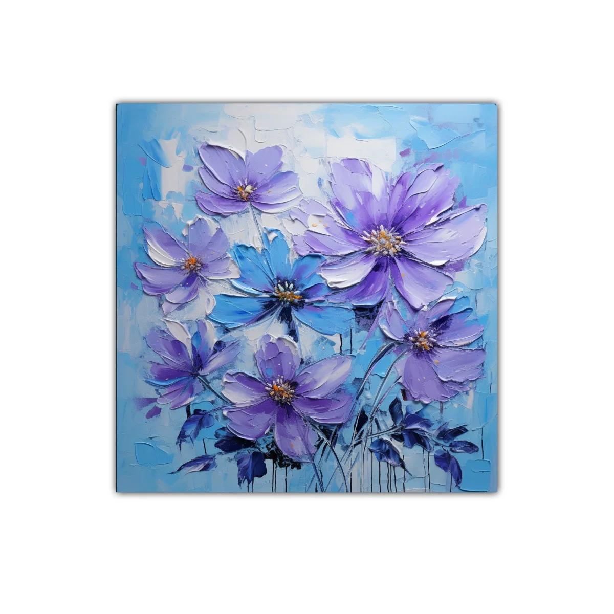 Cuadro decorativo con flores en tonos violetas y azules — imagen principal