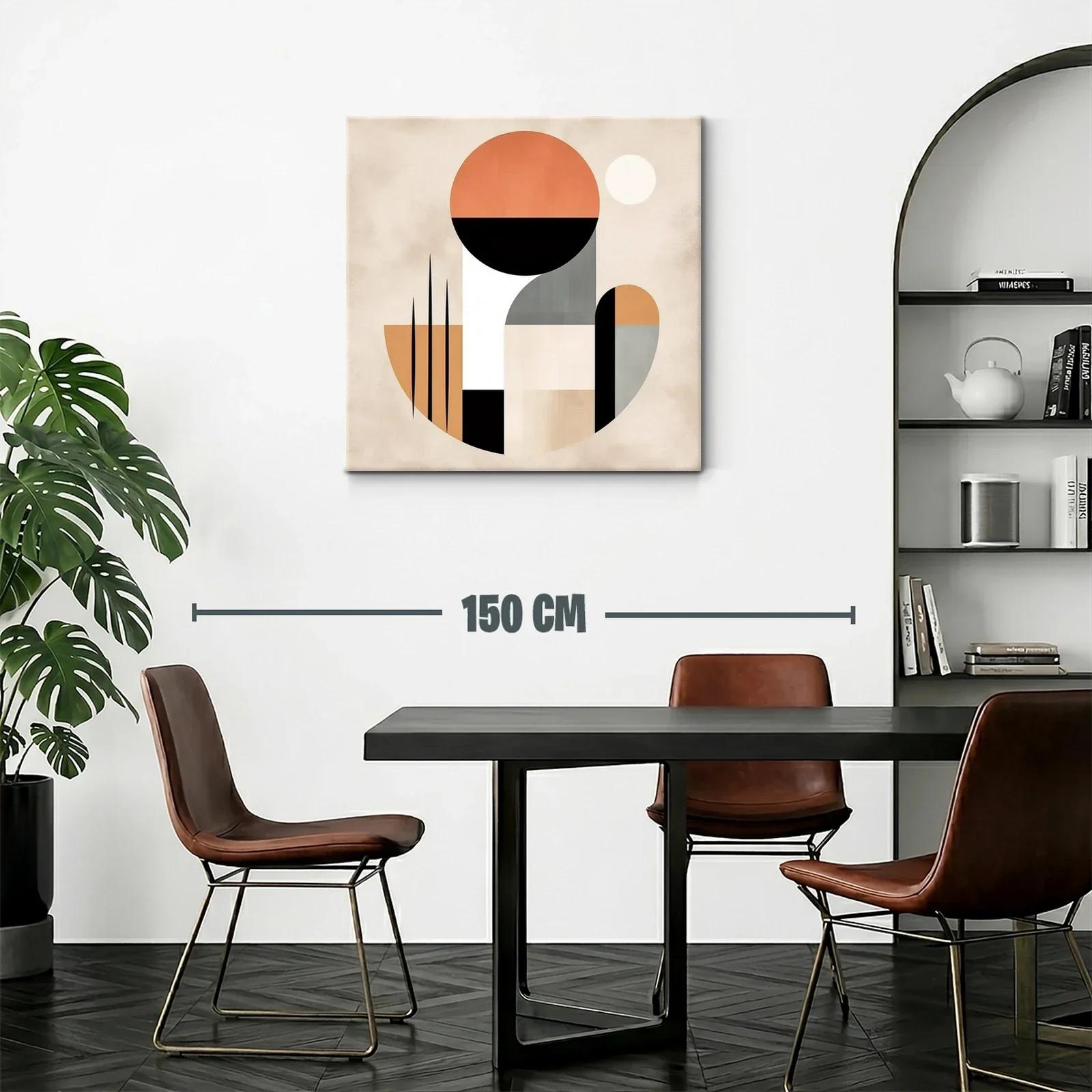 Cuadro abstracto con formas geométricas y tonos cálidos — miniatura 2