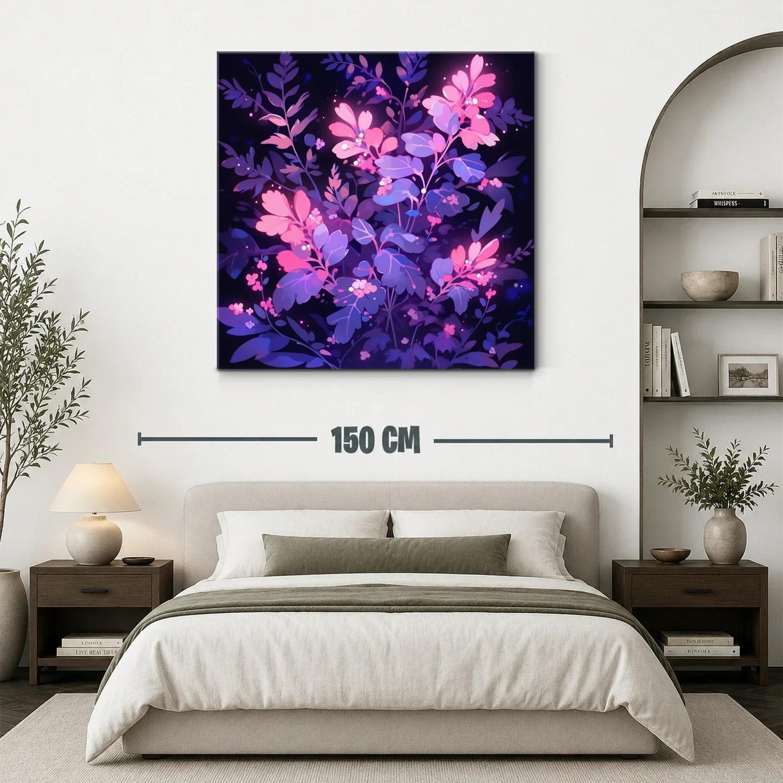 Cuadro de flores vibrantes en tonos púrpura y rosa — miniatura 3