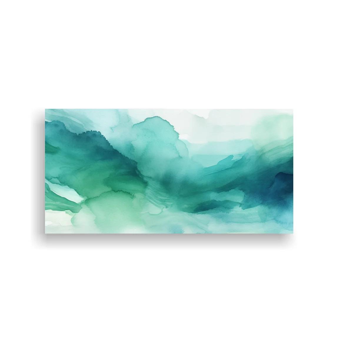 Cuadro paisaje abstracto turquesa con veladuras suaves — imagen principal