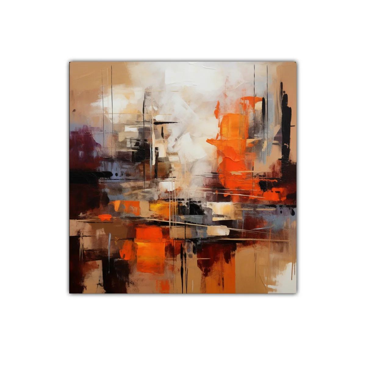 Cuadro decorativo abstracto en tonos cálidos y neutros